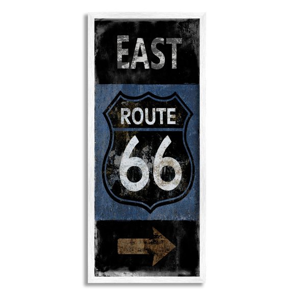 Stupell Industries Route 66 Highway Symbol Blue Right Arrow Directional, 13 x 30, Designed by Luke Wilson