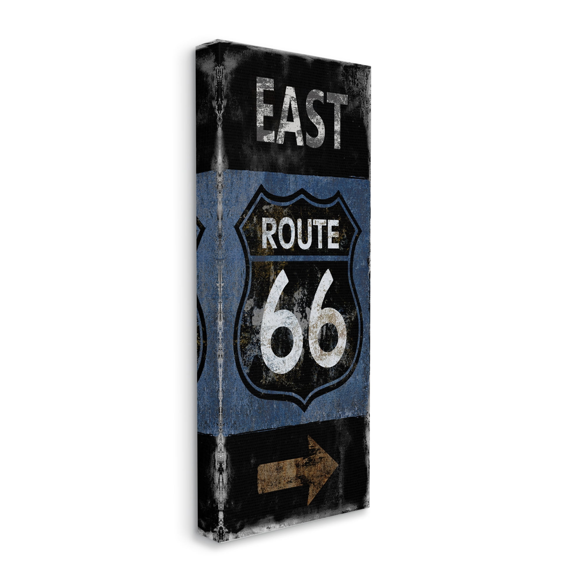 Stupell Industries Route 66 Highway Symbol Blue Right Arrow Directional, 13 x 30, Designed by Luke Wilson