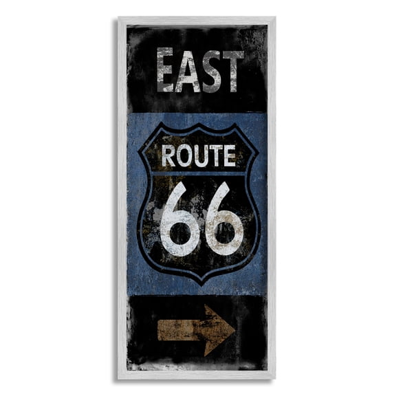 Stupell Industries Route 66 Highway Symbol Blue Right Arrow Directional, 13 x 30, Designed by Luke Wilson