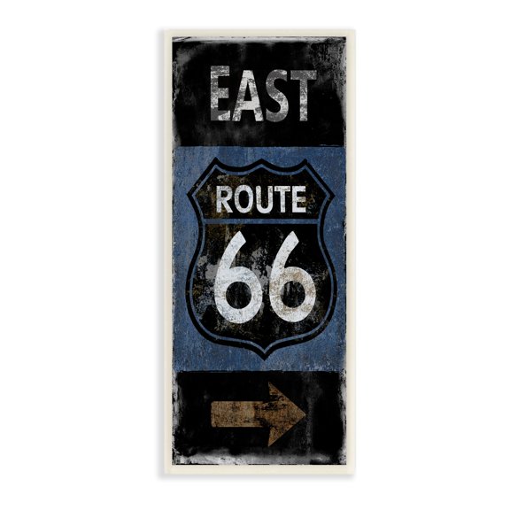 Stupell Industries Route 66 Highway Symbol Blue Right Arrow Directional, 7 x 17, Designed by Luke Wilson