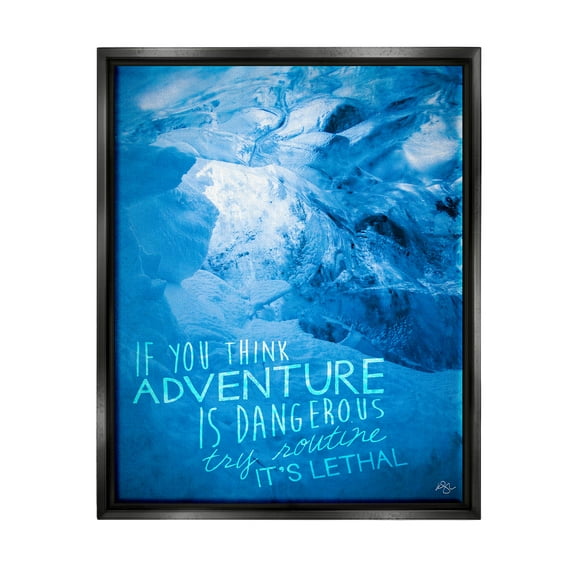 Stupell Industries Routine Is Lethal Phrase Graphic Art Jet Black Floating Framed Canvas Print Wall Art, Design by K. Kaufman