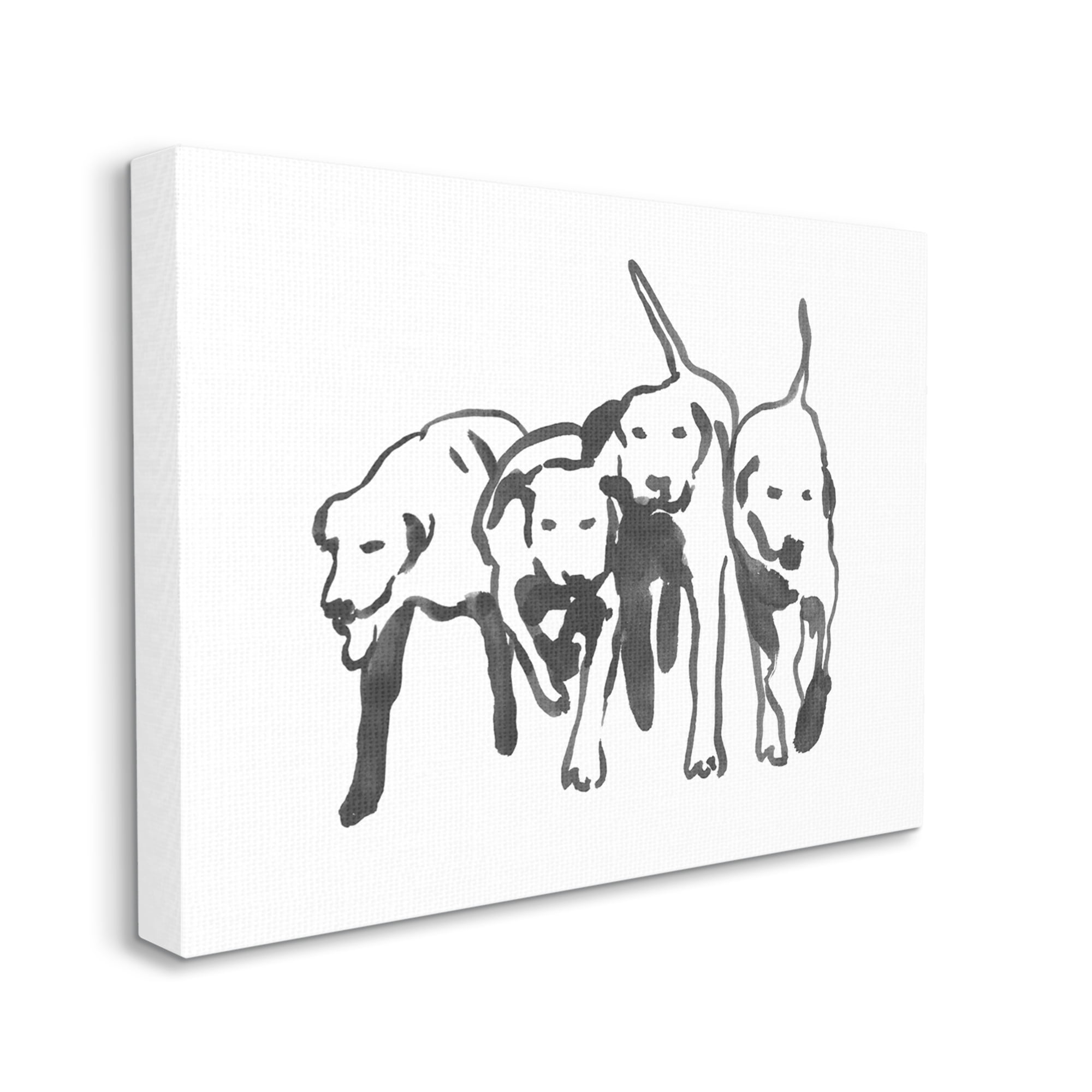 Stupell Industries Row Of Pet Dogs Black White Watercolor Outline, 24 x 30, Designed by Emma Caroline