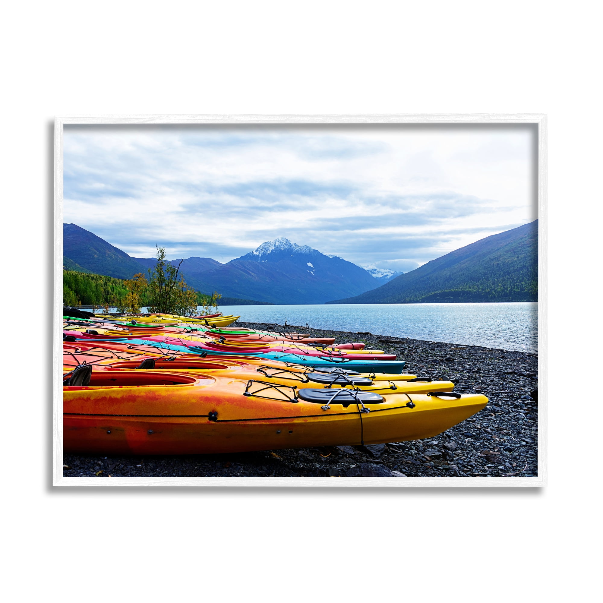 Stupell Industries Row of Kayaks Mountain Peak Lake Landscape, 24 x 30, Designed by Kali Wilson