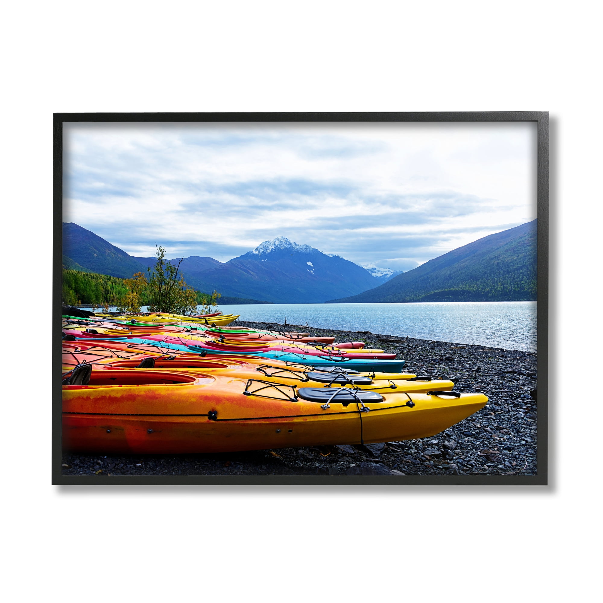 Stupell Industries Row of Kayaks Mountain Peak Lake Landscape, 24 x 30, Designed by Kali Wilson