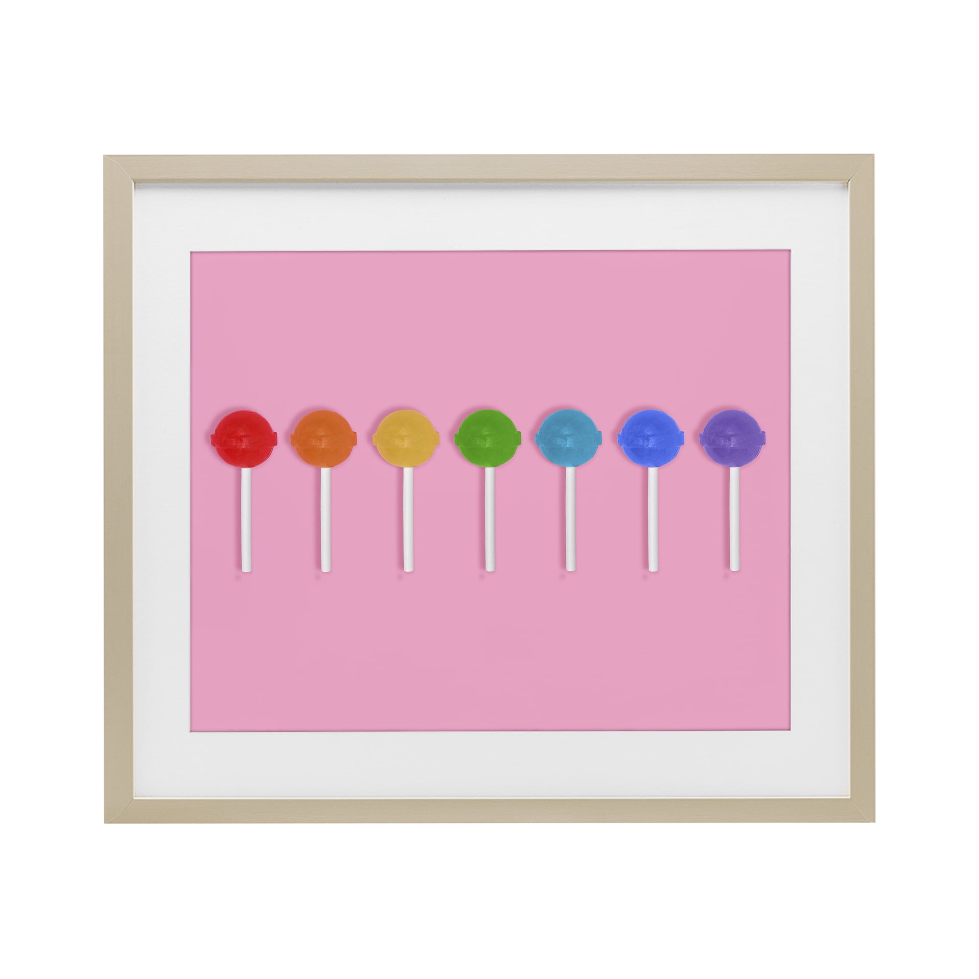 Stupell Industries Row of Rainbow Lollipops Birch Framed Print Under Glass, design by LISH Creative
