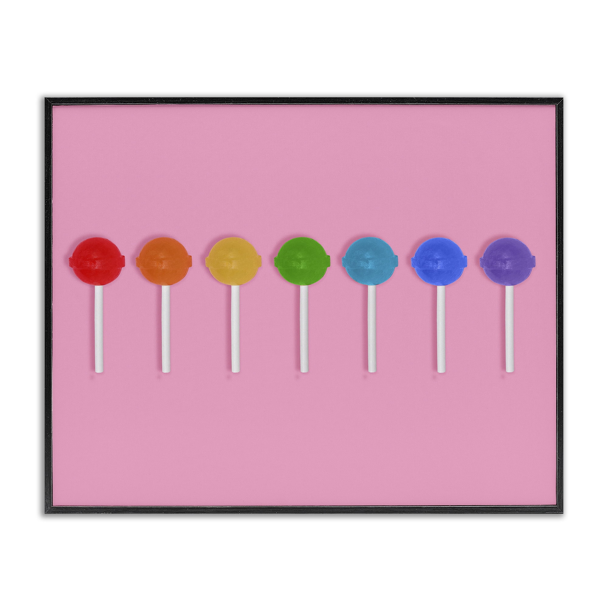 Stupell Industries Row of Rainbow Lollipops Black Framed Giclee Art, design by LISH Creative