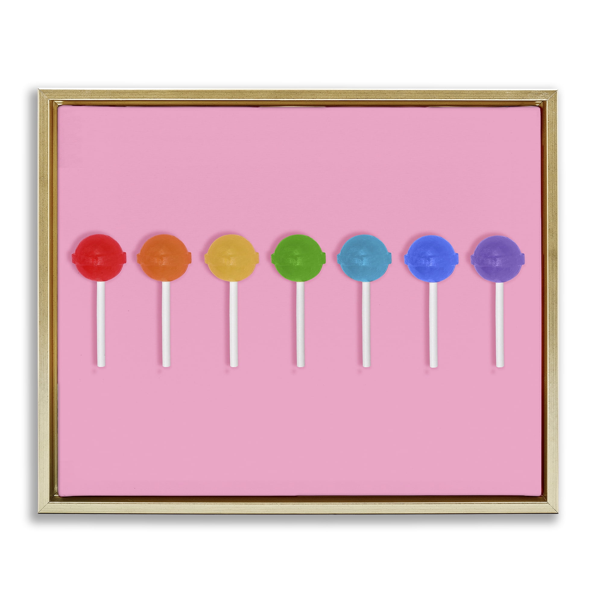 Stupell Industries Row of Rainbow Lollipops Gold Framed Floater Canvas Wall Art, design by LISH Creative
