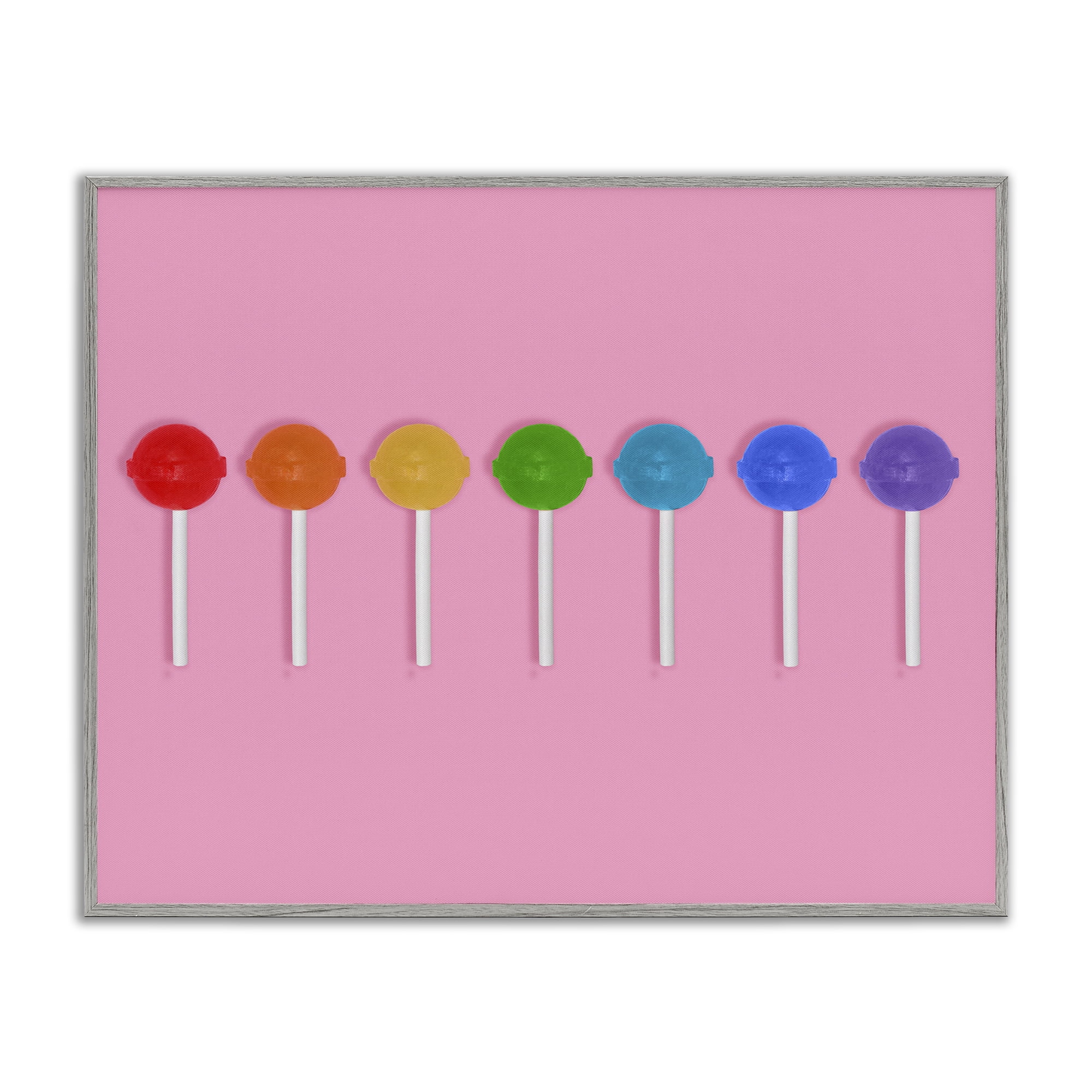 Stupell Industries Row of Rainbow Lollipops Gray Framed Giclee Art, design by LISH Creative