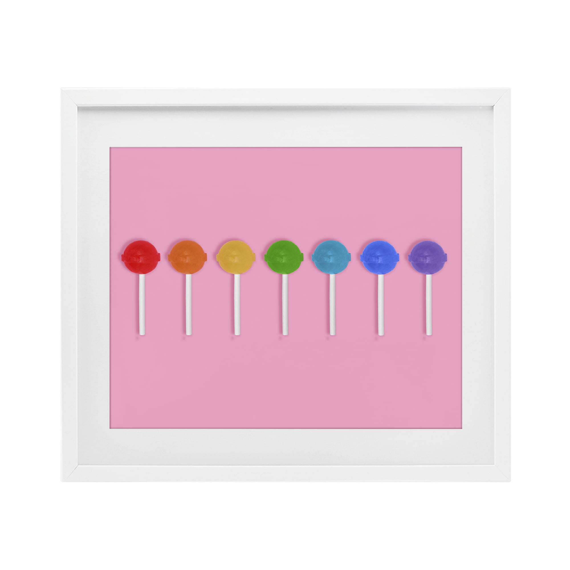 Stupell Industries Row of Rainbow Lollipops White Framed Print Under Glass, design by LISH Creative