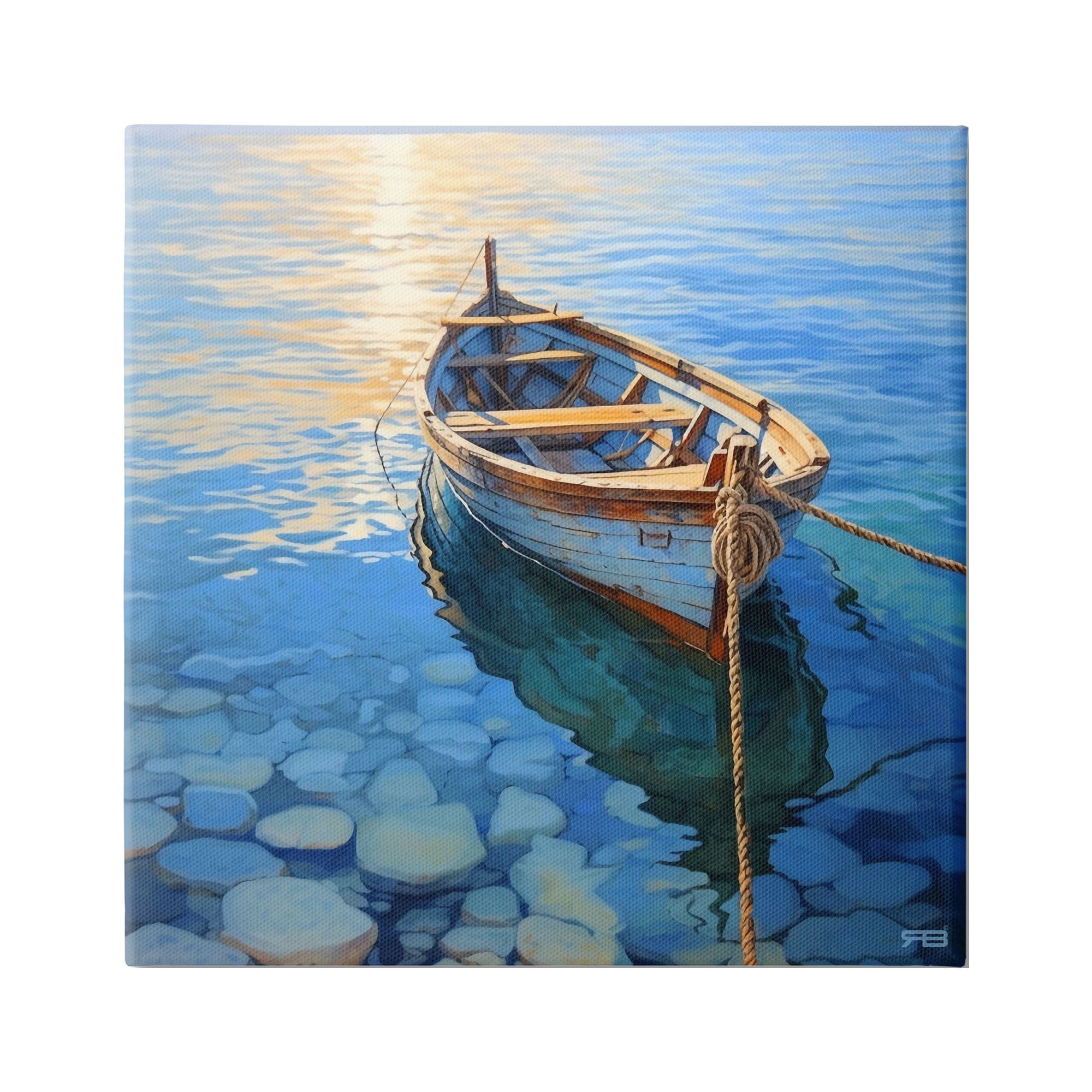 Stupell Industries Rowboat & Pebbled Shore Transportation Painting Gallery Wrapped Canvas Art Print Wall Art, 24 x 24