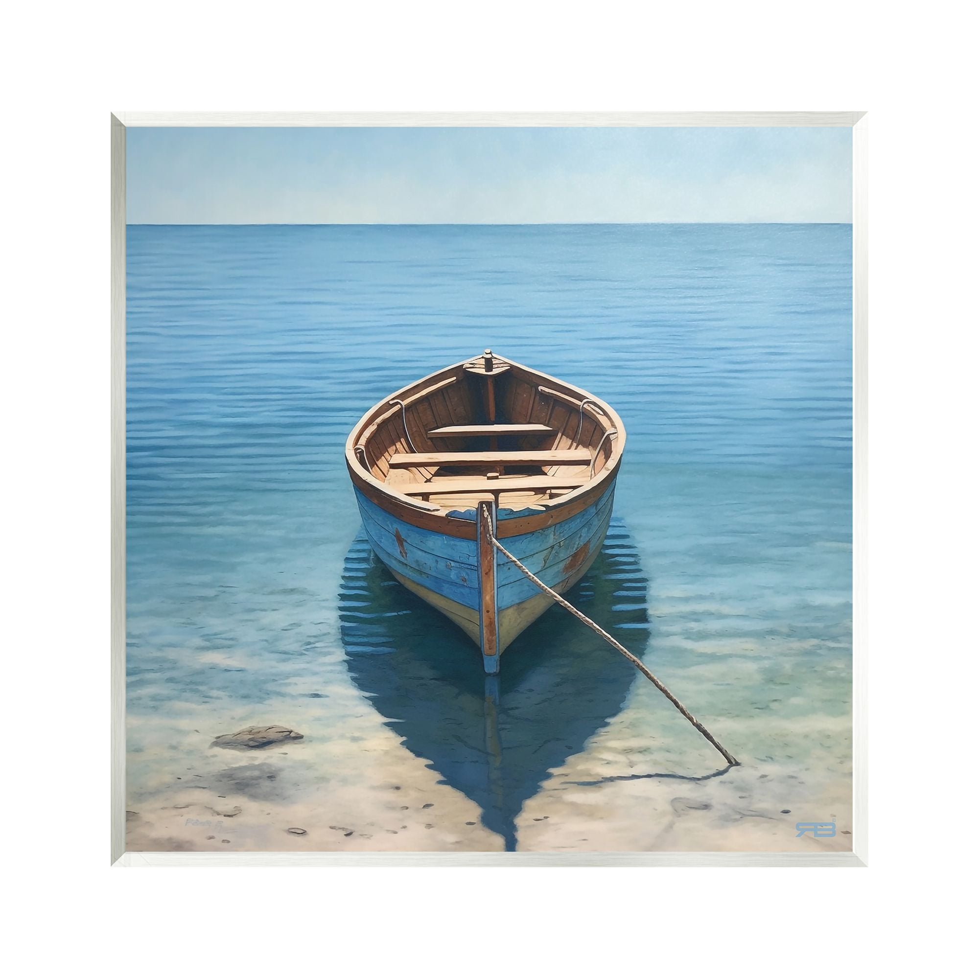 Stupell Industries Rowboat on Calm Shore Transportation Painting Unframed Art Print Wall Art, 12 x 12