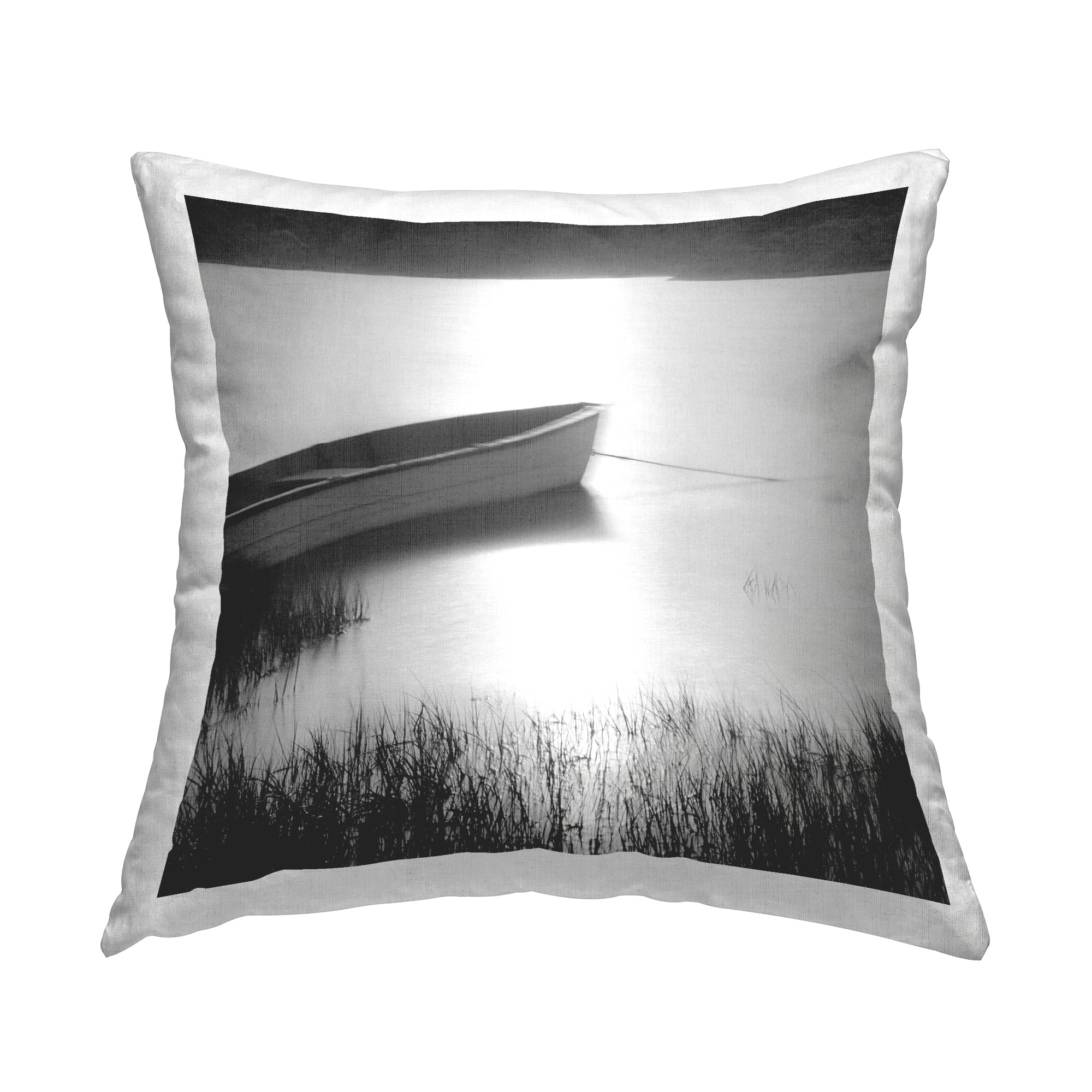 Stupell Industries Rowboat on Peaceful Shore Decorative Printed Throw Pillow Design by Chip Forelli.