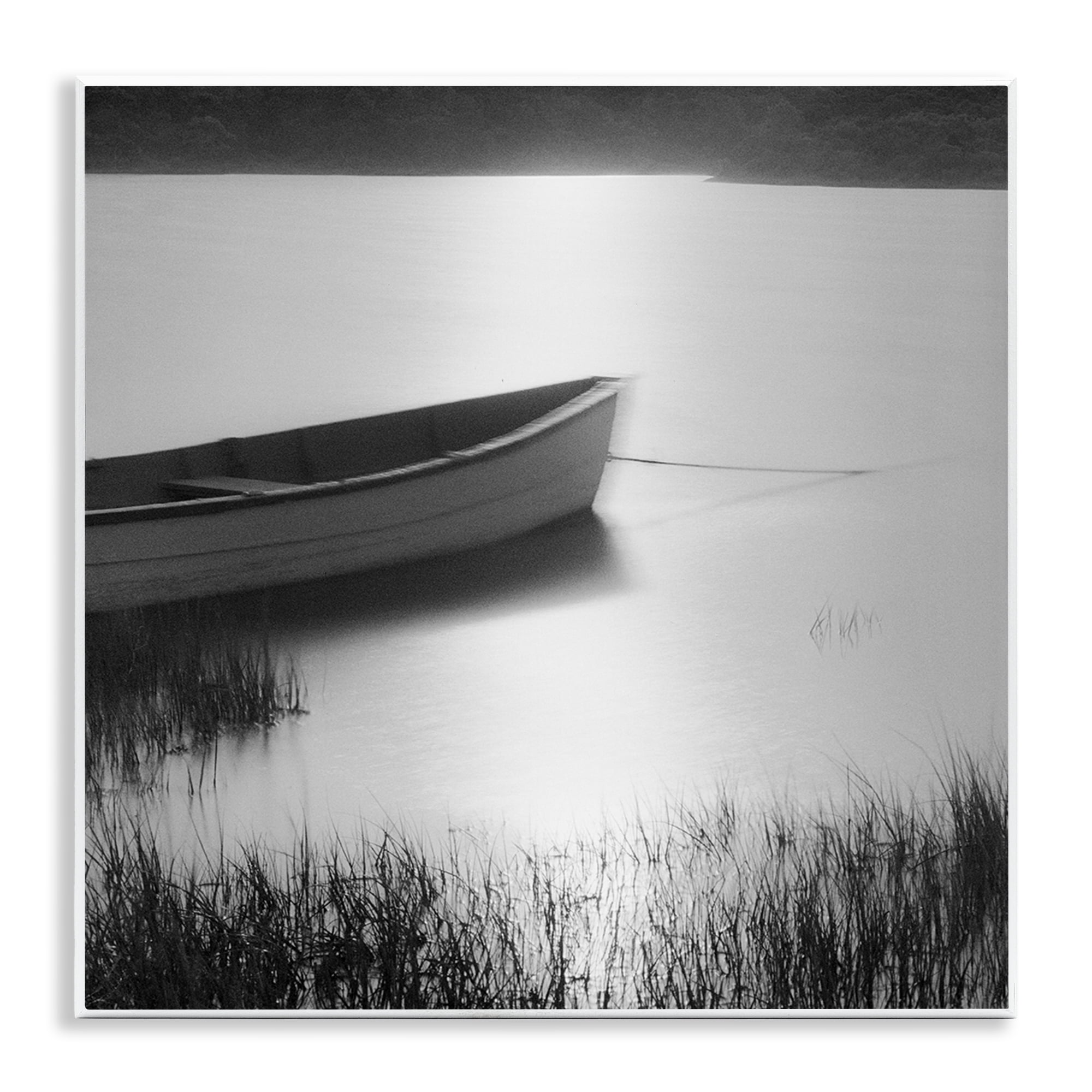 Stupell Industries Rowboat on Peaceful Shore Landscape & Nature Photography Unframed Art Print Wall Art, 12 x 12