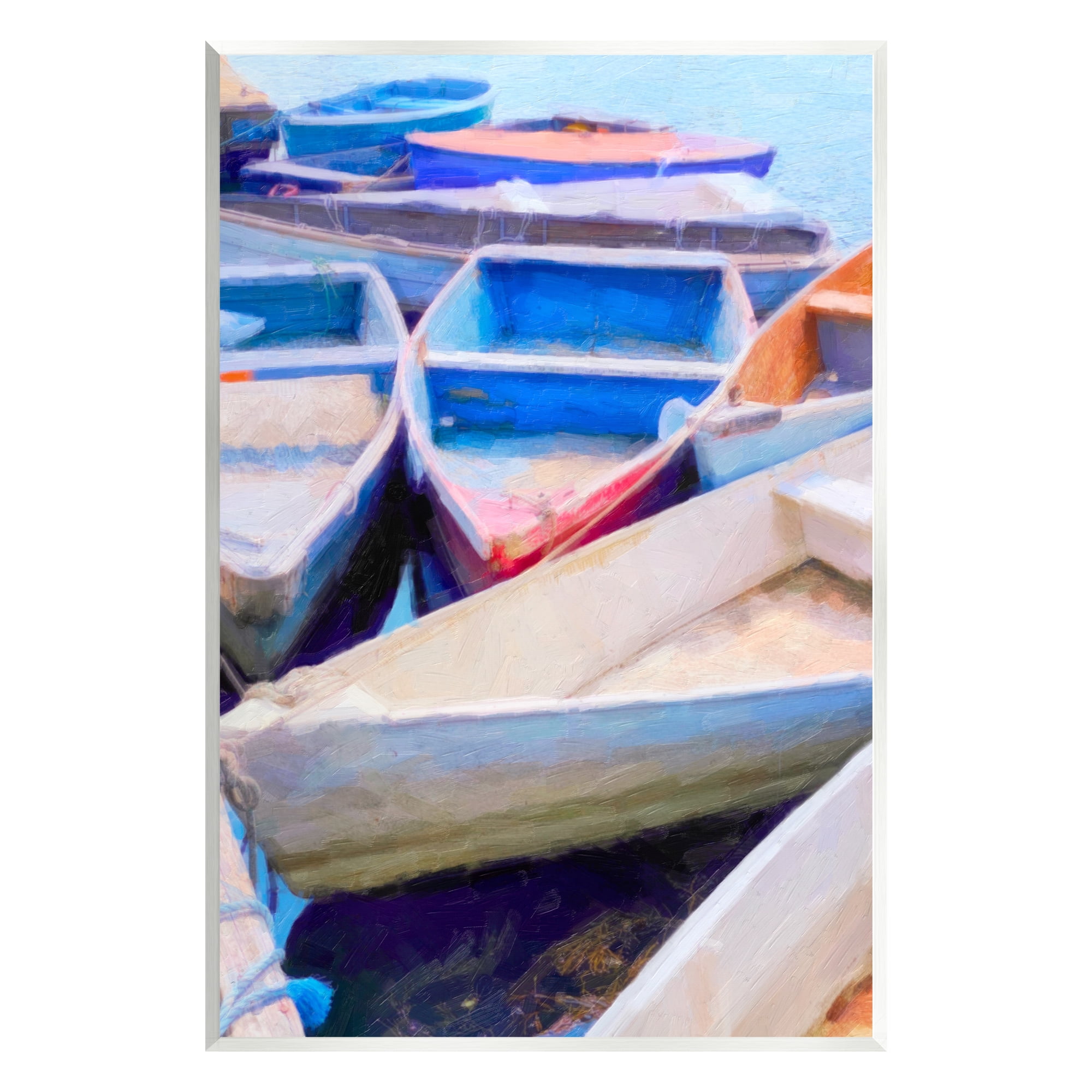 Stupell Industries Rowboats at Dock Painting Transportation Painting Unframed Art Print Wall Art, 13 x 19