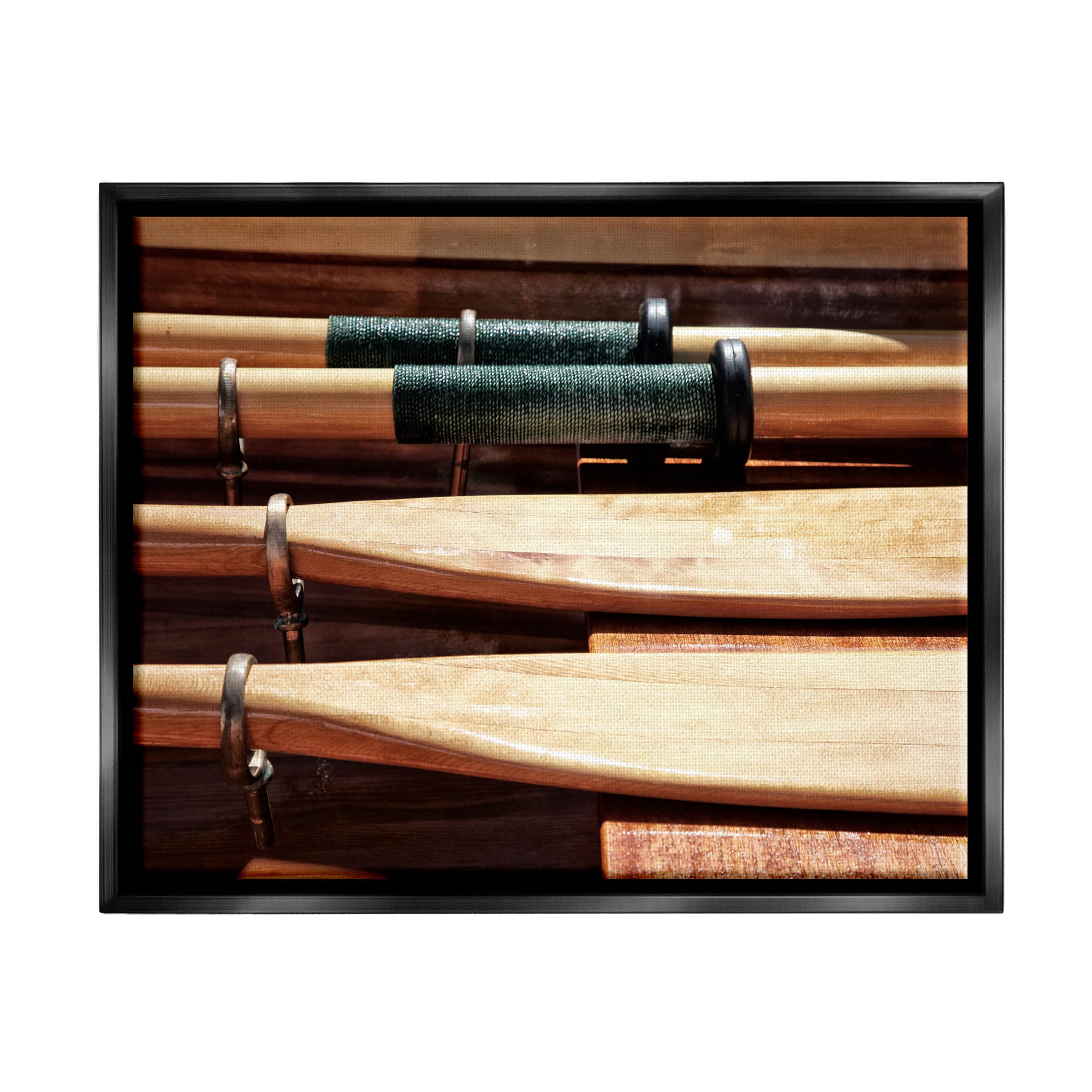 Stupell Industries Rowing Oars Photograph Photograph Jet Black Floating Framed Canvas Print Wall Art, Design by Savanah Plank