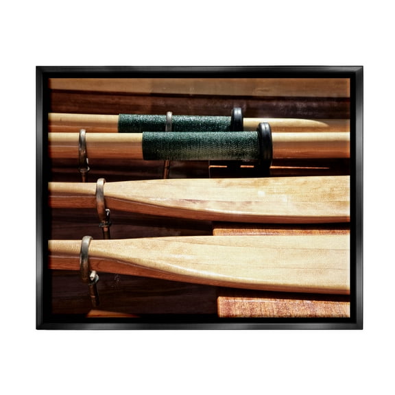 Stupell Industries Rowing Oars Photograph Photograph Jet Black Floating Framed Canvas Print Wall Art, Design by Savanah Plank