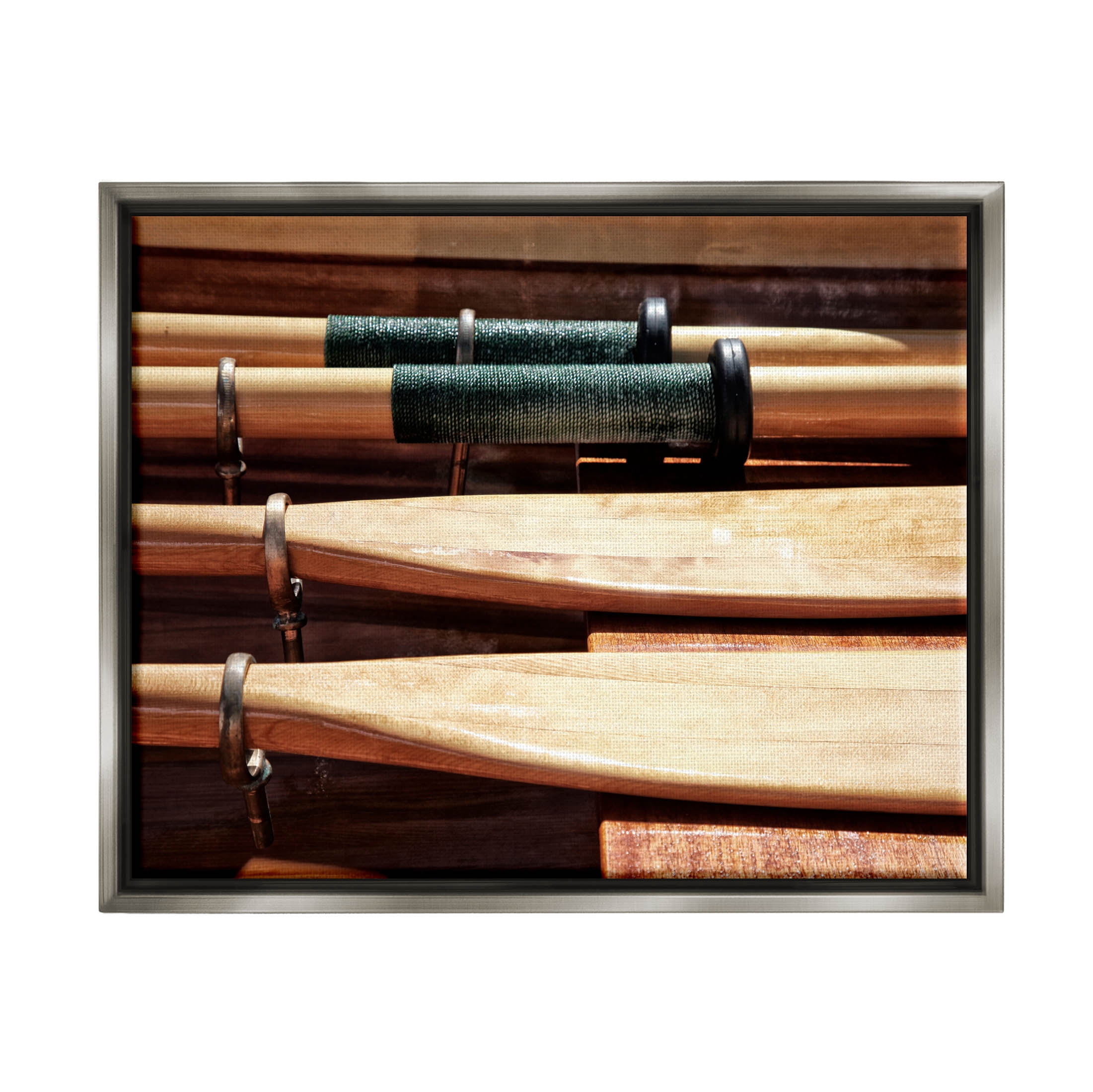 Stupell Industries Rowing Oars Photograph Photograph Luster Gray Floating Framed Canvas Print Wall Art, Design by Savanah Plank