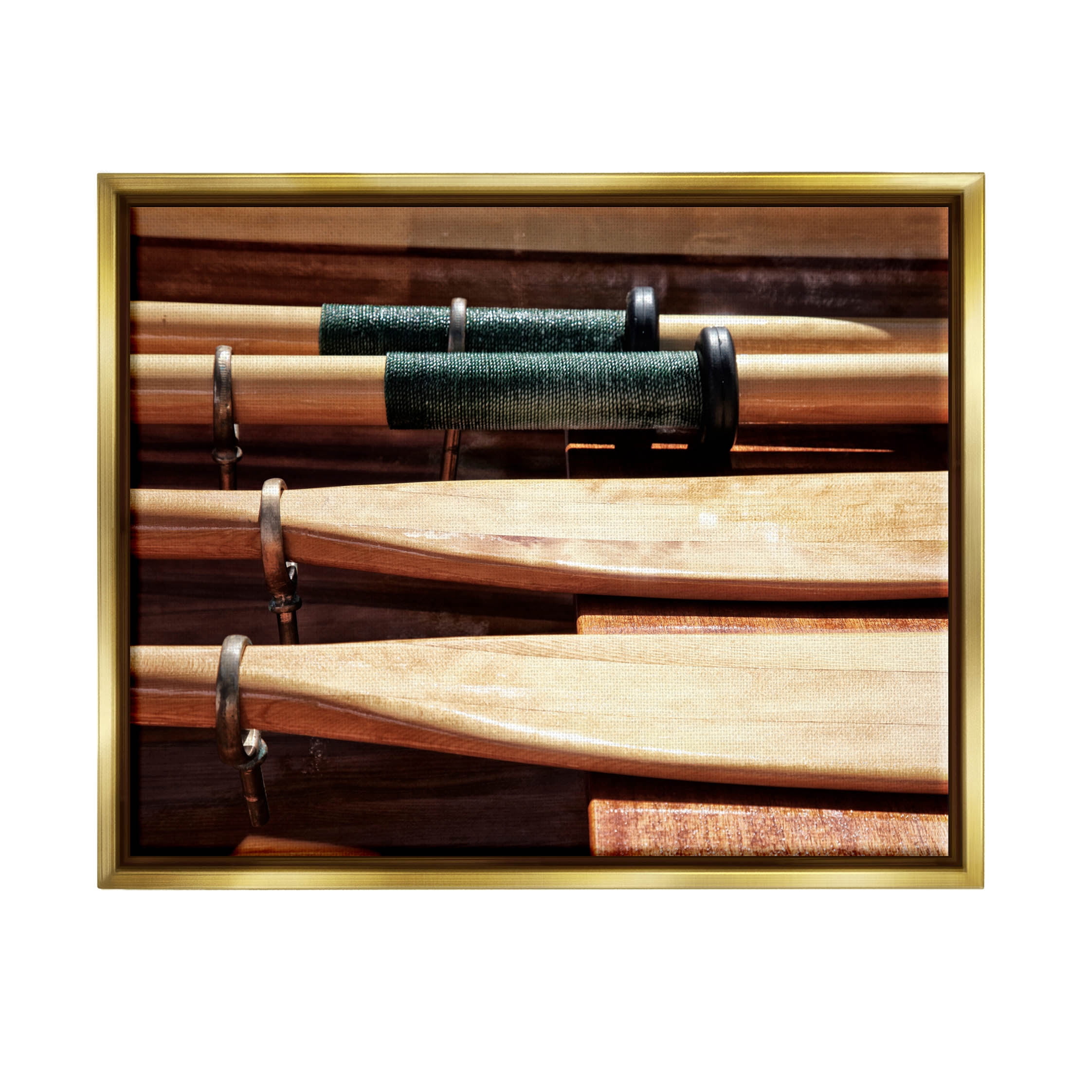 Stupell Industries Rowing Oars Photograph Photograph Metallic Gold Floating Framed Canvas Print Wall Art, Design by Savanah Plank