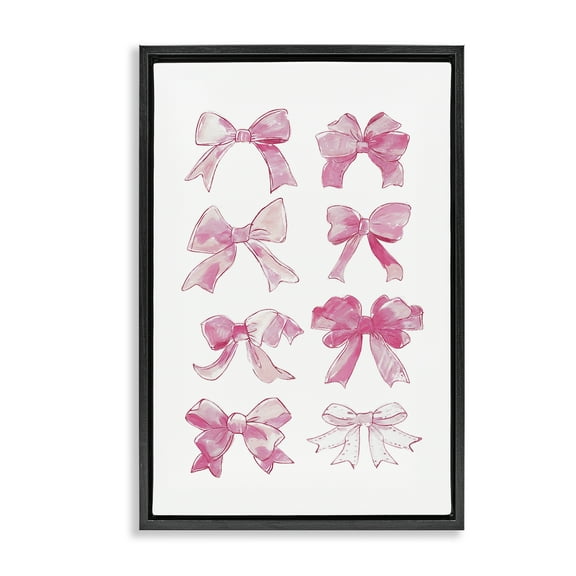 Stupell Industries Rows Of Pink Bows Beauty & Fashion Painting Black Floater Framed Art Print Wall Art, 17 x 25