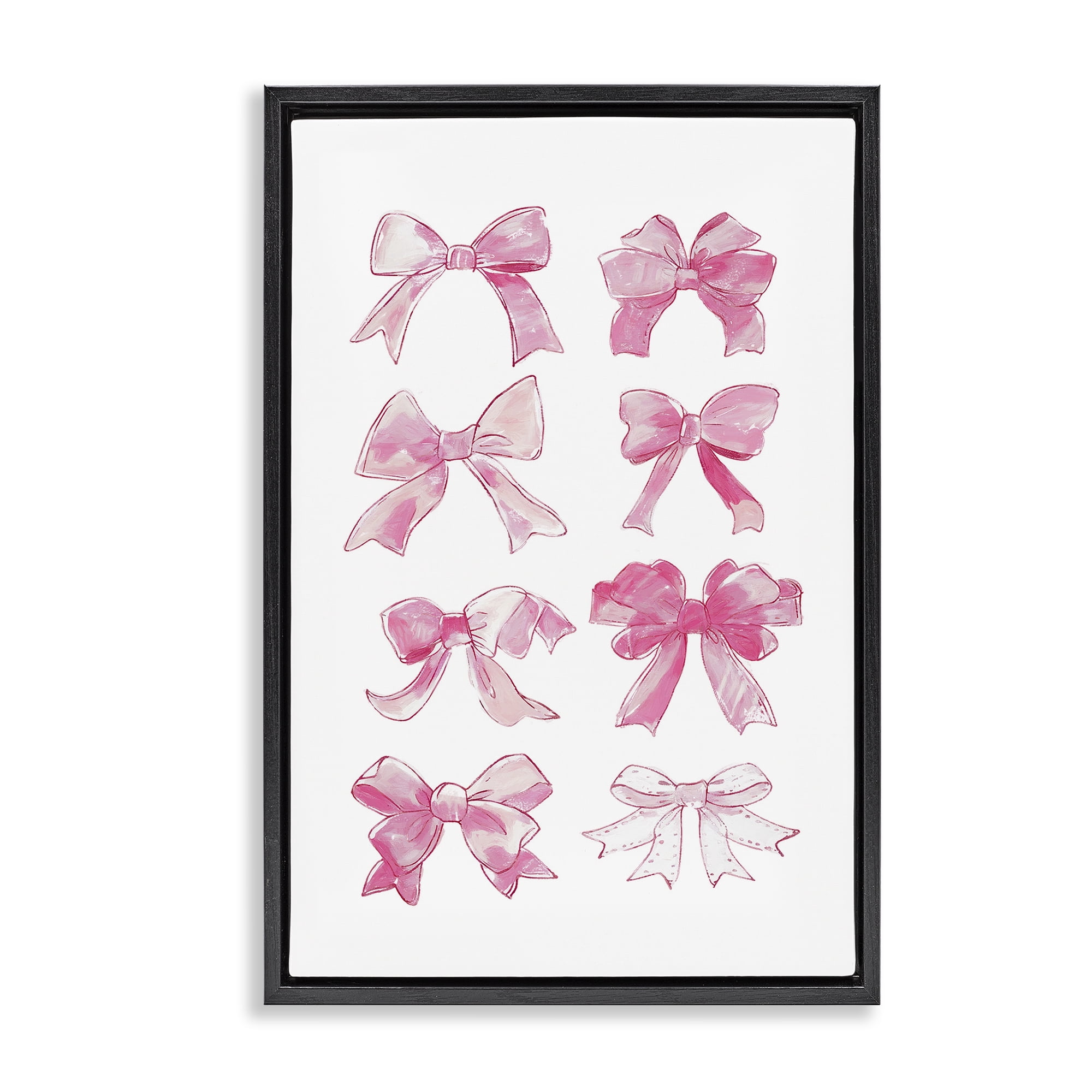Stupell Industries Rows Of Pink Bows Beauty & Fashion Painting Black Floater Framed Art Print Wall Art, 21 x 31