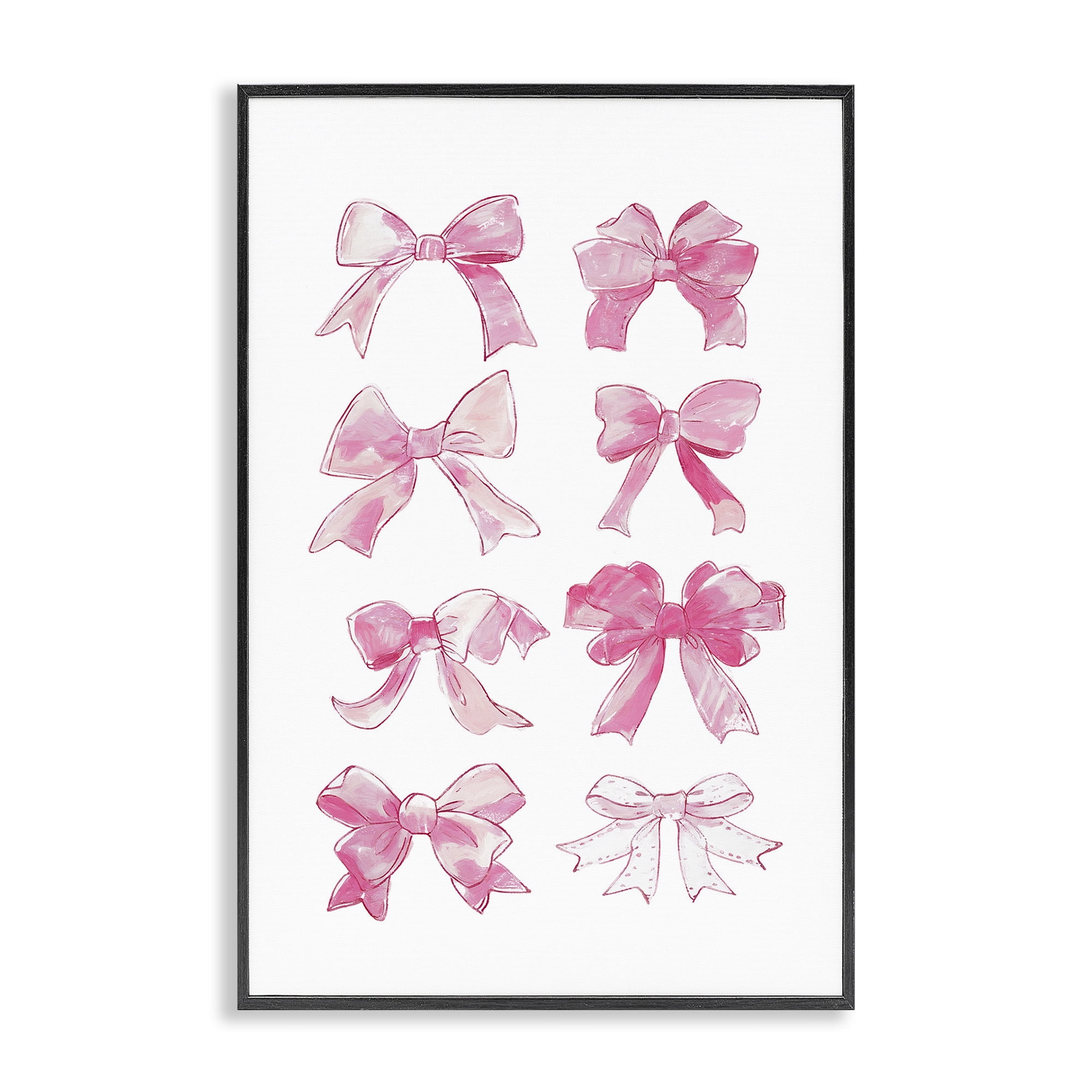 Stupell Industries Rows Of Pink Bows Beauty & Fashion Painting Black Framed Art Print Wall Art, 20 x 30
