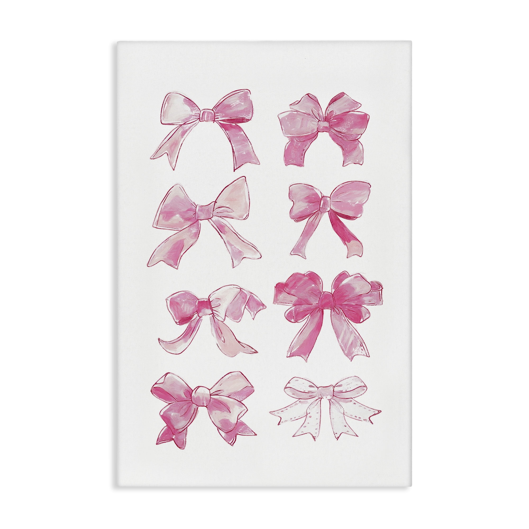 Stupell Industries Rows Of Pink Bows Beauty & Fashion Painting Gallery Wrapped Canvas Art Print Wall Art, 20 x 30