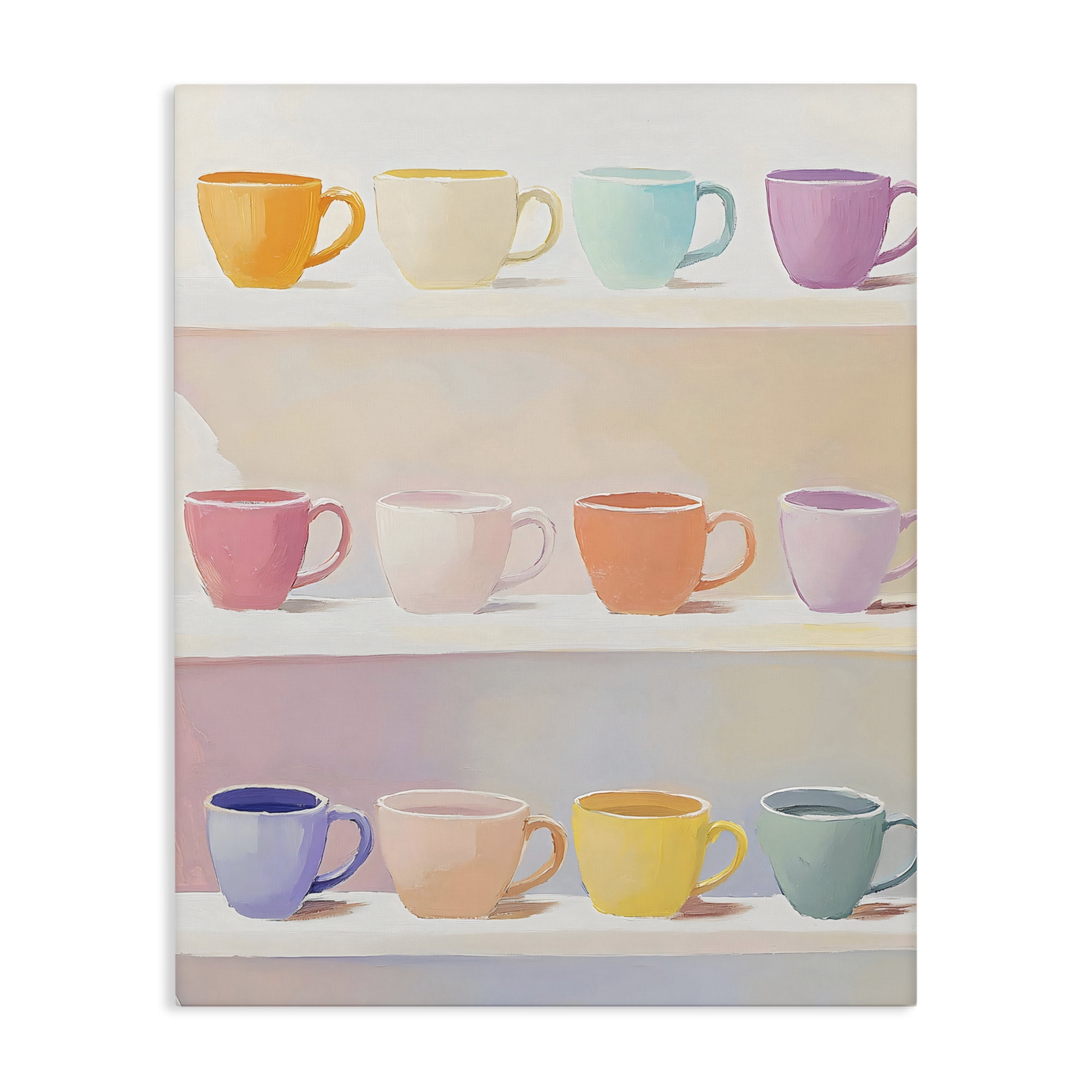 Stupell Industries Rows of Pastel Teacups Canvas Wall Art, design by The Prints Vibe