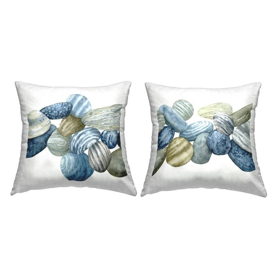 Stupell Industries Rows of Stones Organic Patterns Coastal Blue, 18 x 7 x 18, Decorative Pillows, (Set of 2)