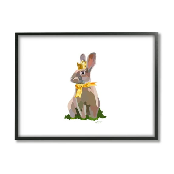 Stupell Industries Royal Bunny with Crown Animals & Insects Painting Black Framed Art Print Wall Art, 14 x 11