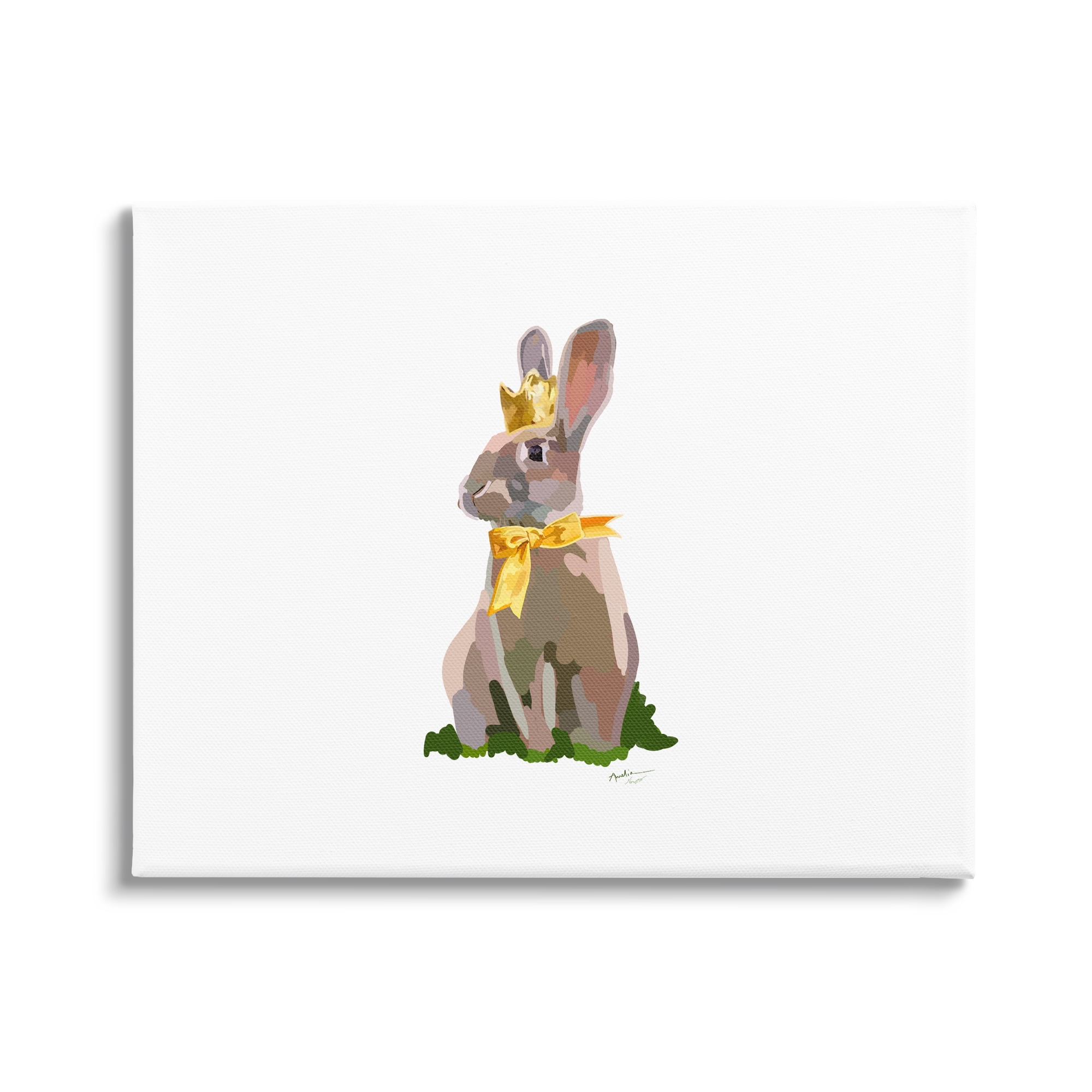 Stupell Industries Royal Bunny with Crown Animals & Insects Painting Gallery Wrapped Canvas Art Print Wall Art, 20 x 16