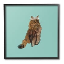 Stupell Industries Royal Cat in Crown Animals & Insects Painting Black Framed Art Print Wall Art, 12 x 12