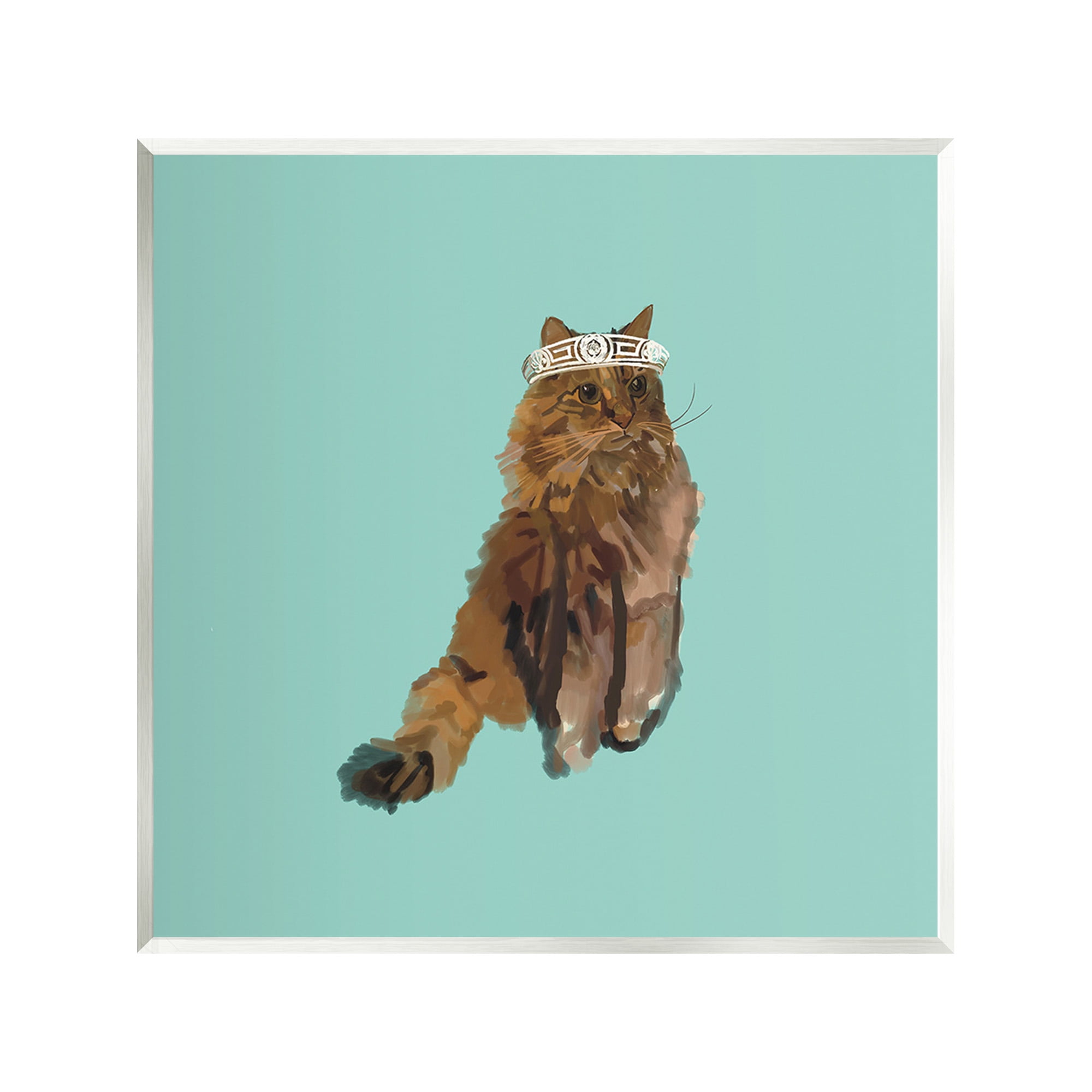 Stupell Industries Royal Cat in Crown Animals & Insects Painting Unframed Art Print Wall Art, 12 x 12