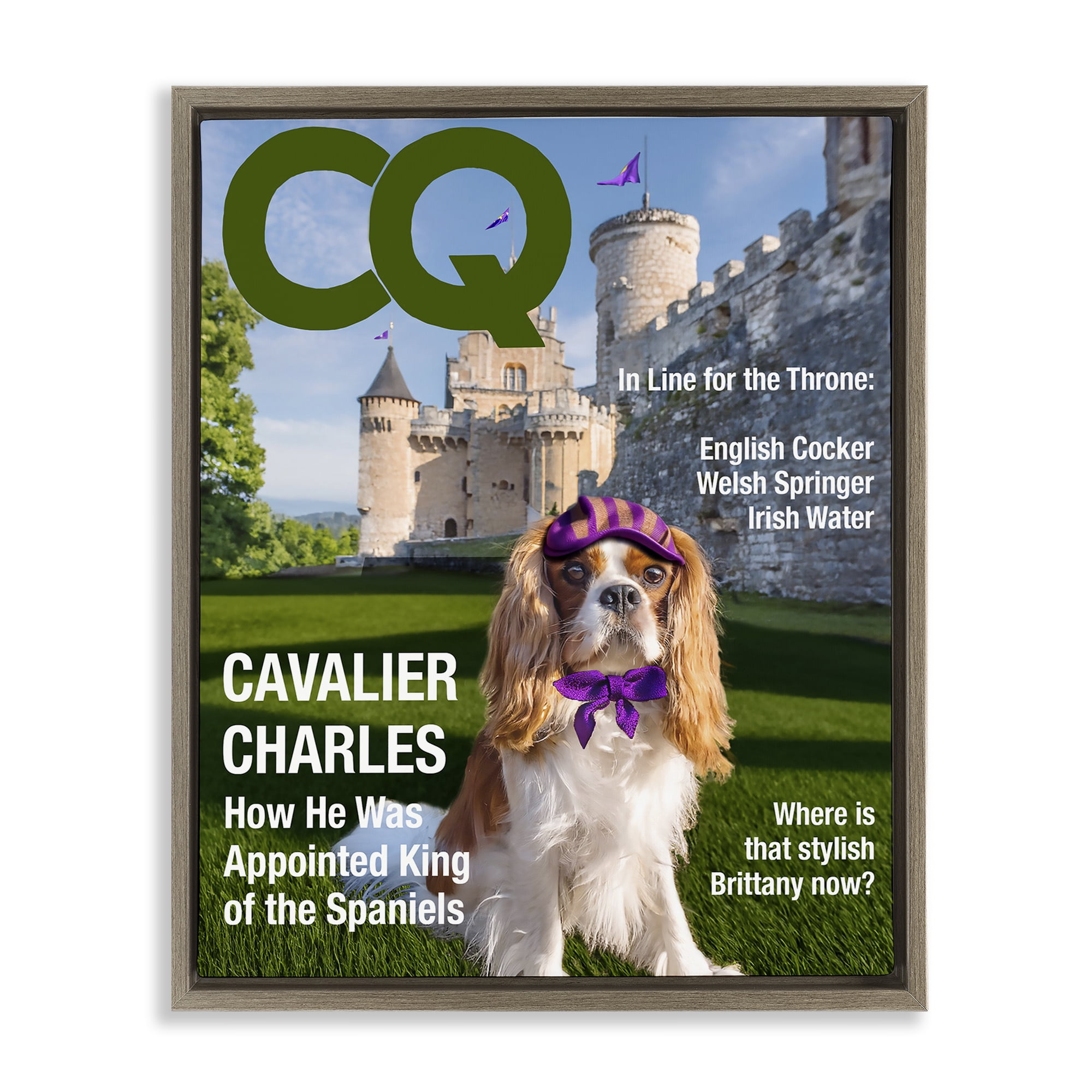 Stupell Industries Royal Cavalier Magazine Brown Framed Floater Canvas Wall Art, design by Grotto Studios