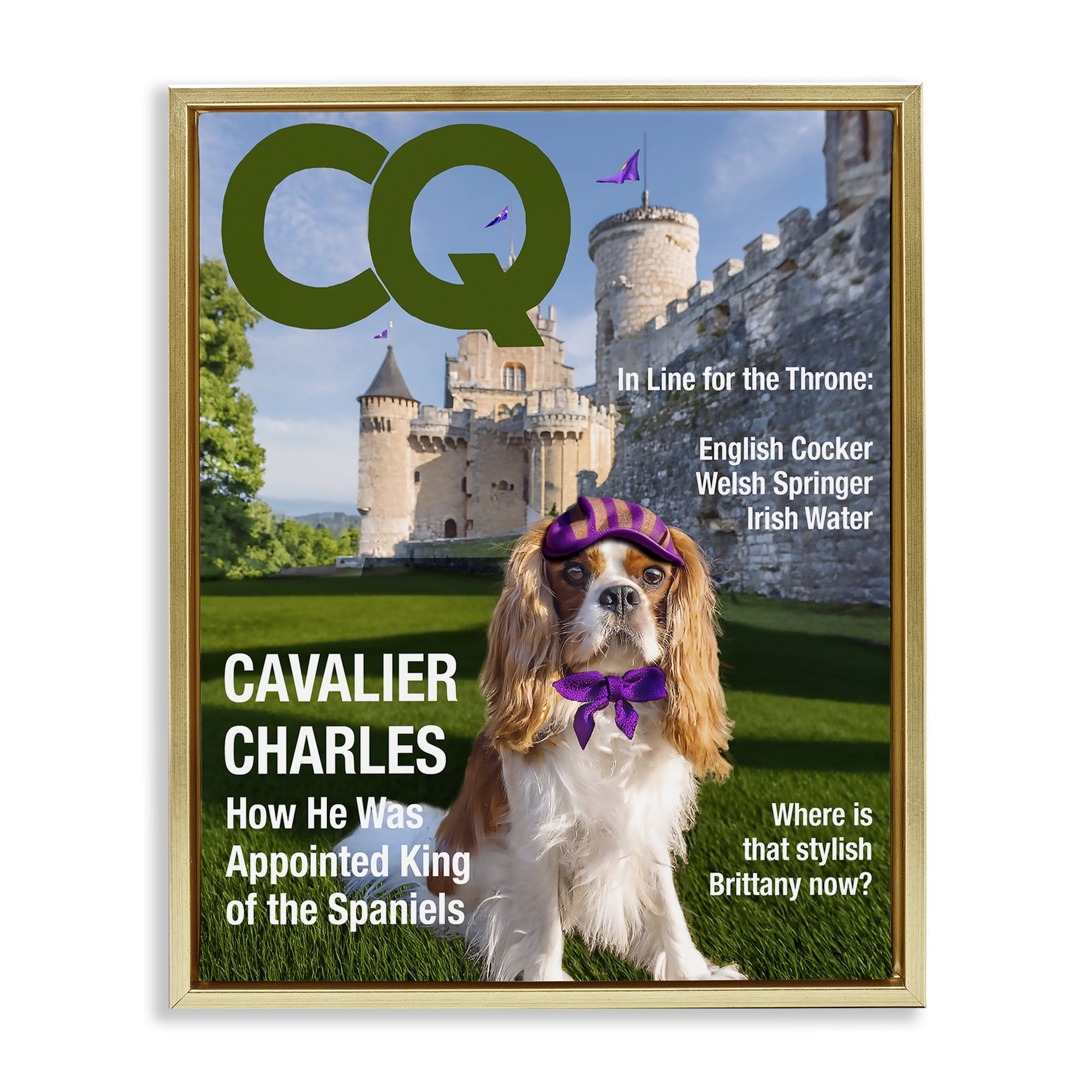 Stupell Industries Royal Cavalier Magazine Gold Framed Floater Canvas Wall Art, design by Grotto Studios