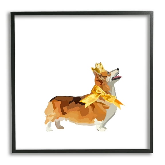 Stupell Industries Royal Corgi Dog Animals & Insects Painting Black Framed Art Print Wall Art, 12 x 12