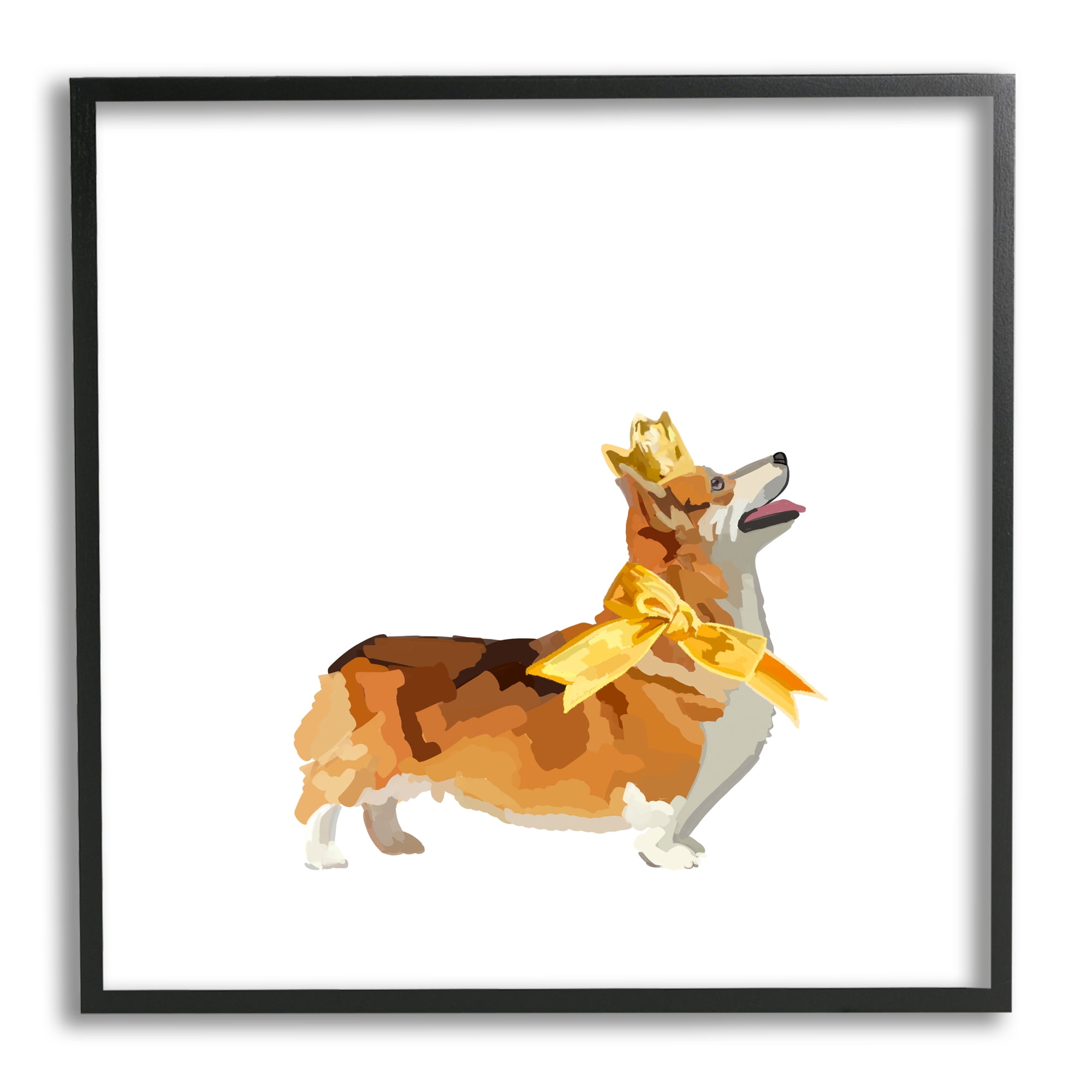 Stupell Industries Royal Corgi Dog Animals & Insects Painting Black Framed Art Print Wall Art, 17 x 17