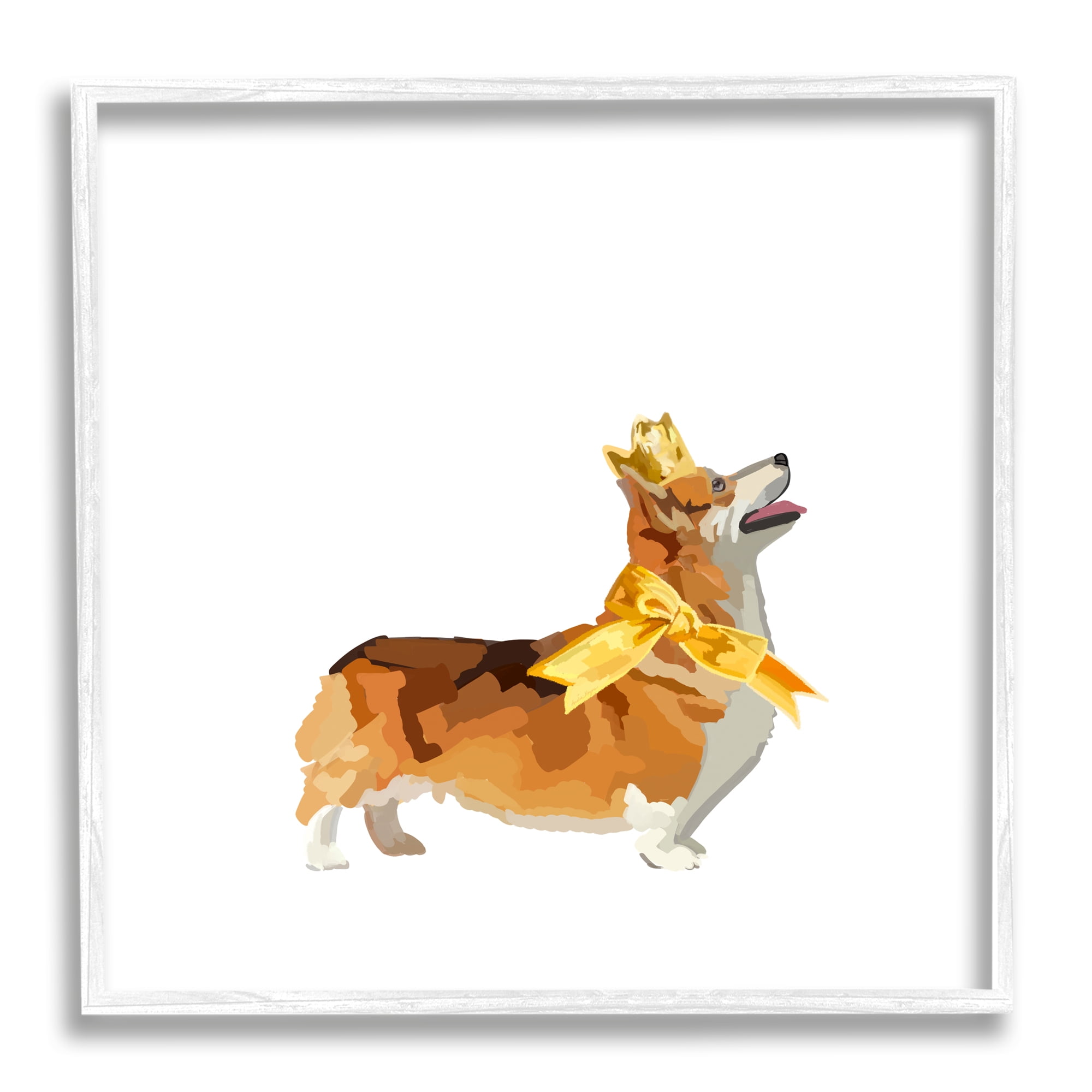 Stupell Industries Royal Corgi Dog Animals & Insects Painting White Framed Art Print Wall Art, 17 x 17