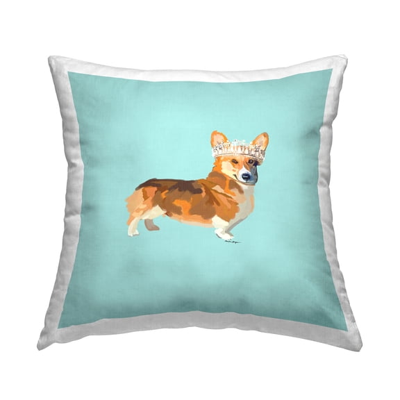 Stupell Industries Royal Corgi on Turquoise Decorative Printed Throw Pillow Design by Amelia Noyes