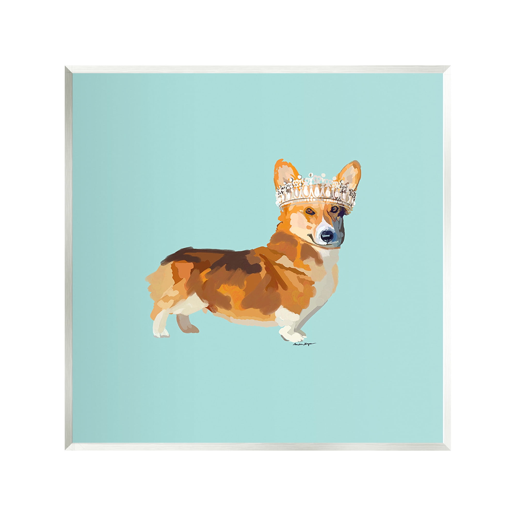 Stupell Industries Royal Corgi with Crown Animals & Insects Painting Unframed Art Print Wall Art, 12 x 12
