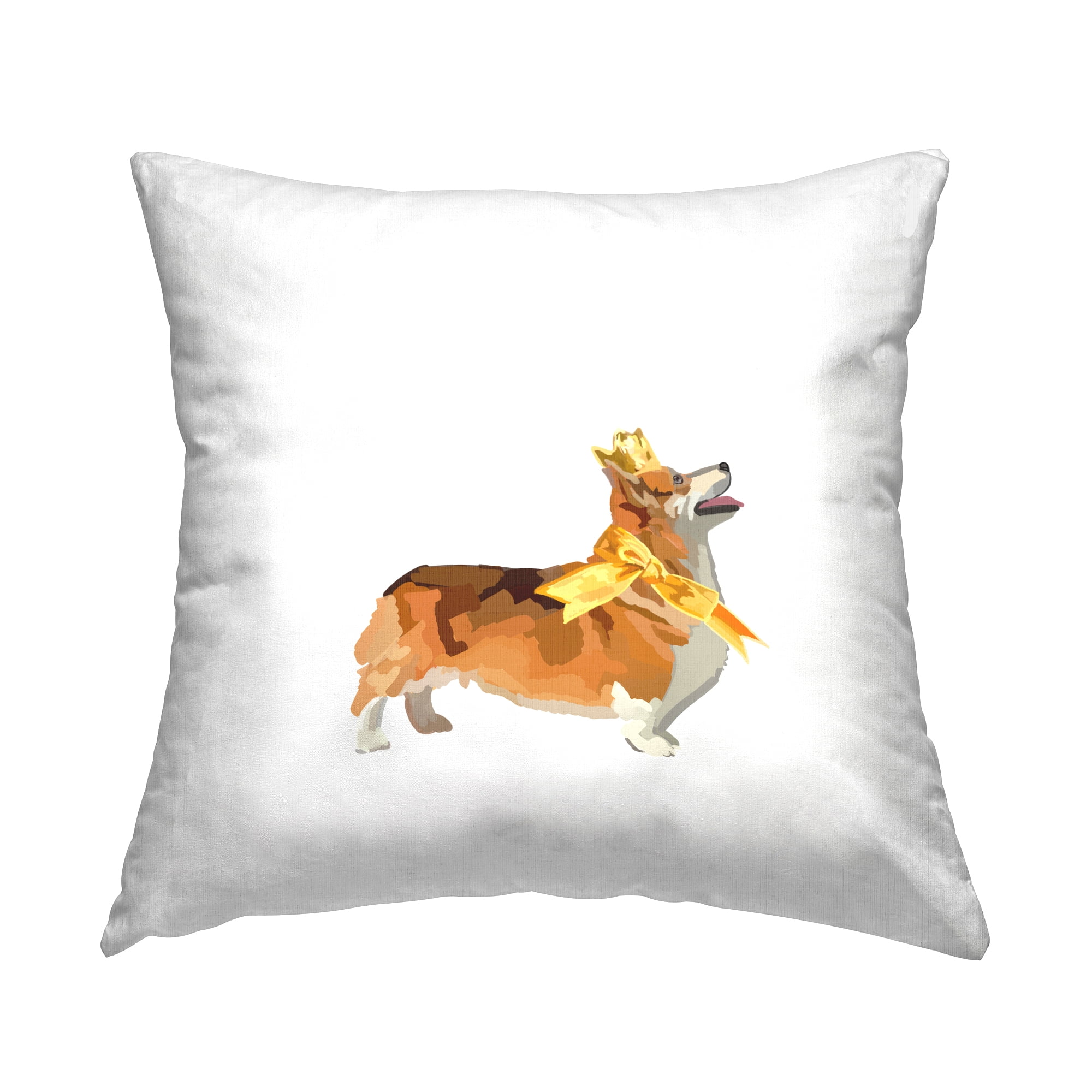 Stupell Industries Royal Corgi with Ribbon Decorative Printed Throw Pillow, 18 x 18