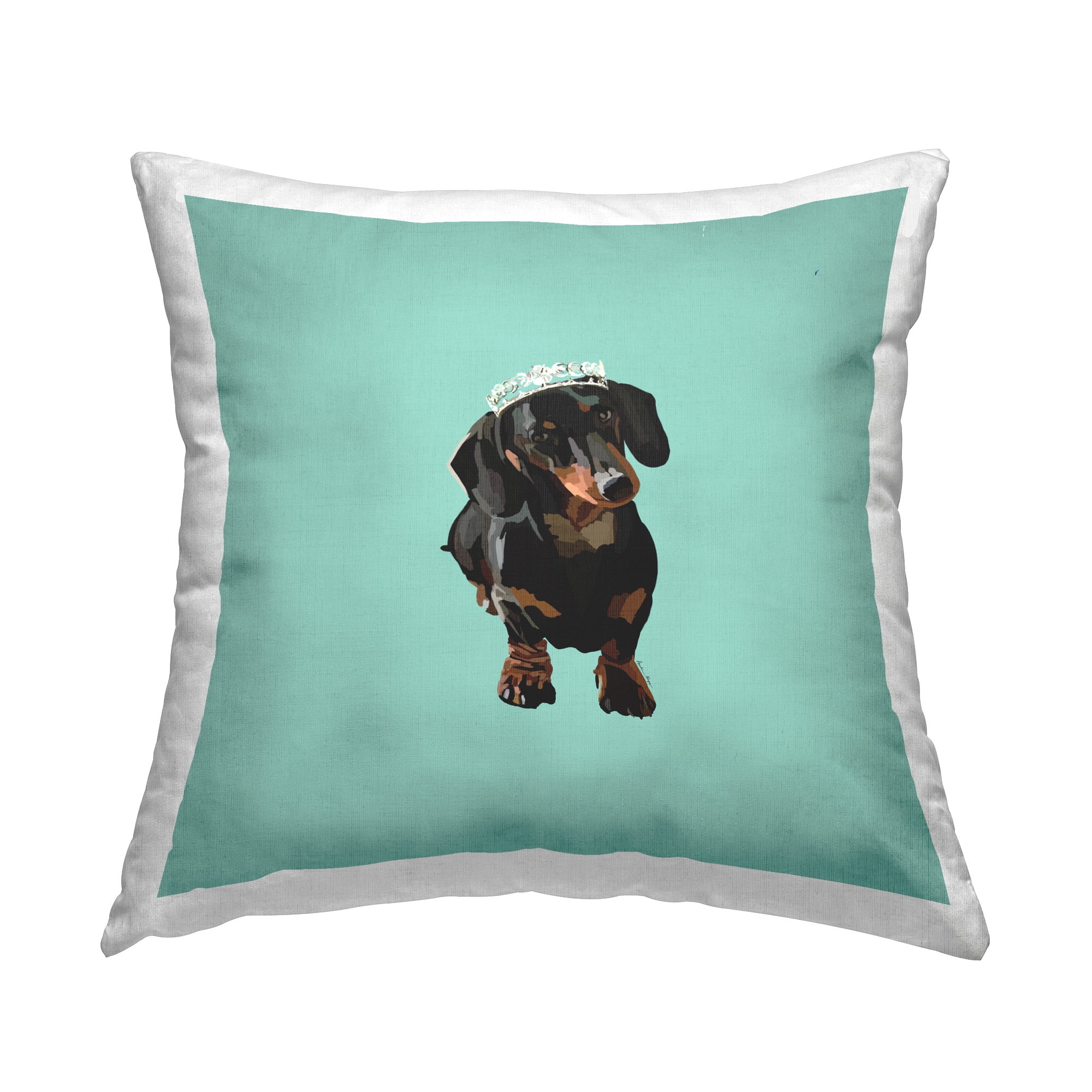 Stupell Industries Royal Dachshund on Turquoise Decorative Printed Throw Pillow Design by Amelia Noyes