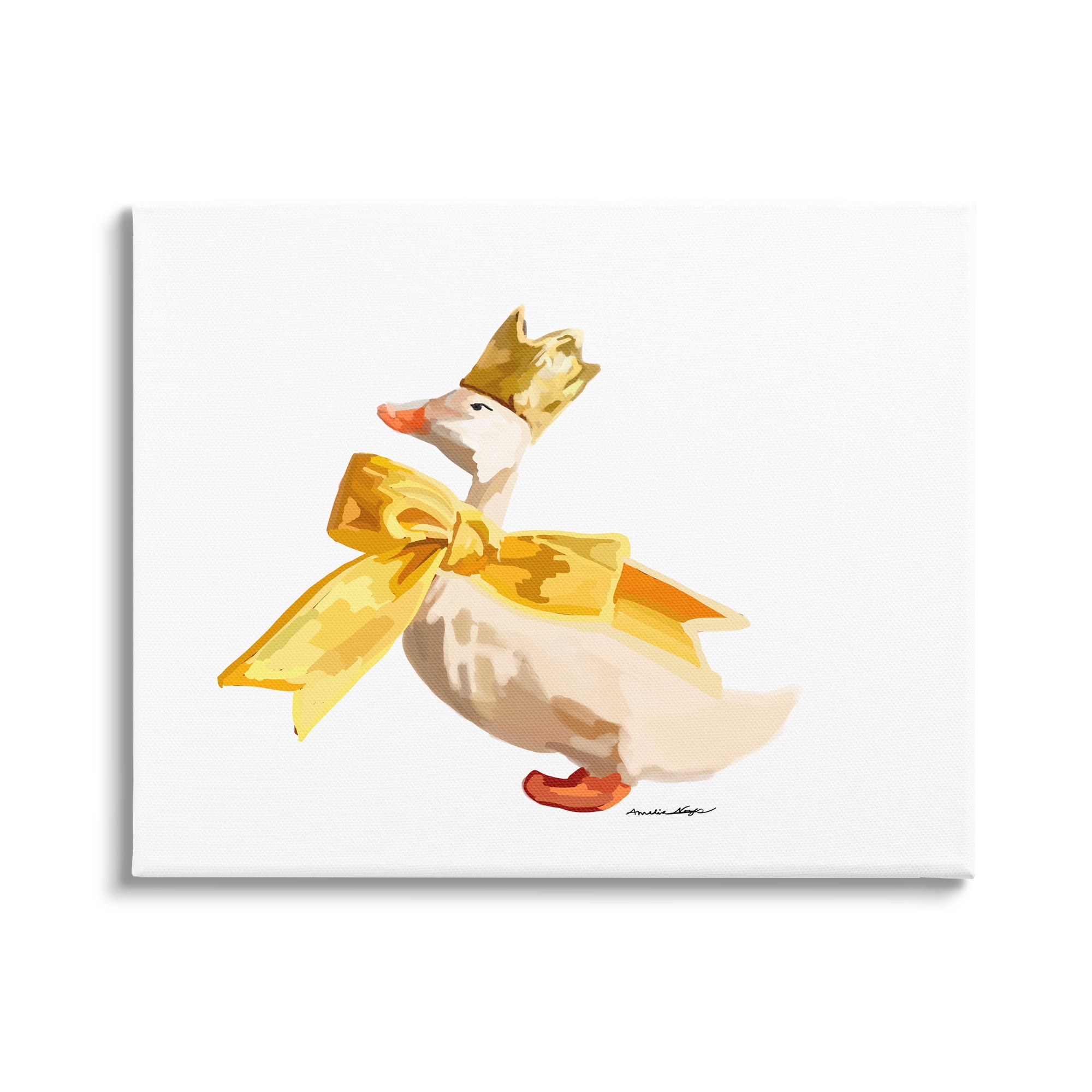 Stupell Industries Royal Duck with Bow Animals & Insects Painting Gallery Wrapped Canvas Art Print Wall Art, 30 x 24
