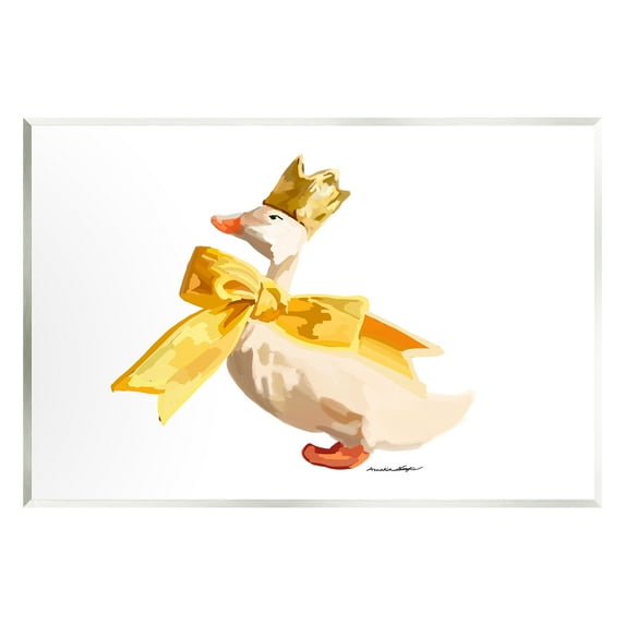 Stupell Industries Royal Duck with Bow Animals & Insects Painting Unframed Art Print Wall Art, 19 x 13