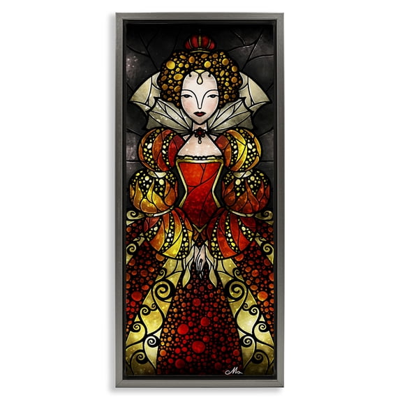 Stupell Industries Royal Elizabeth I Portrait People Painting Gray Floater Framed Canvas Art Print Wall Art, 11 x 25