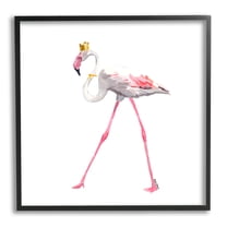Stupell Industries Royal Flamingo with Crown Animals & Insects Painting Black Framed Art Print Wall Art, 12 x 12