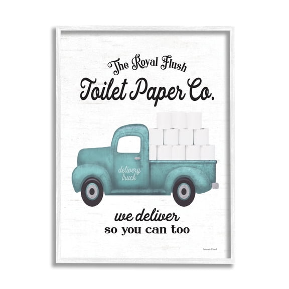 Stupell Industries Royal Flush Toilet Paper Co. Blue Farmhouse Truck, 11 x 14, Design by Lettered and Lined