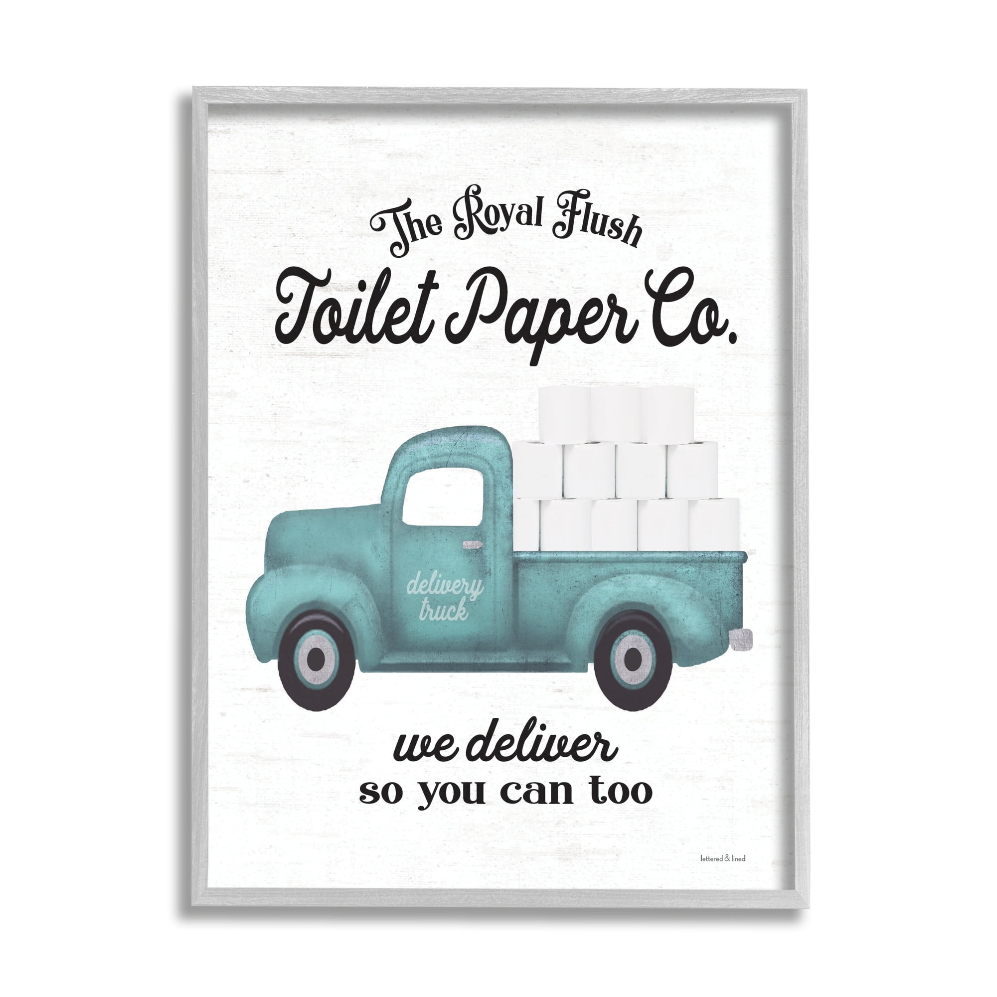 Stupell Industries Royal Flush Toilet Paper Co. Blue Farmhouse Truck, 16 x 20, Design by Lettered and Lined