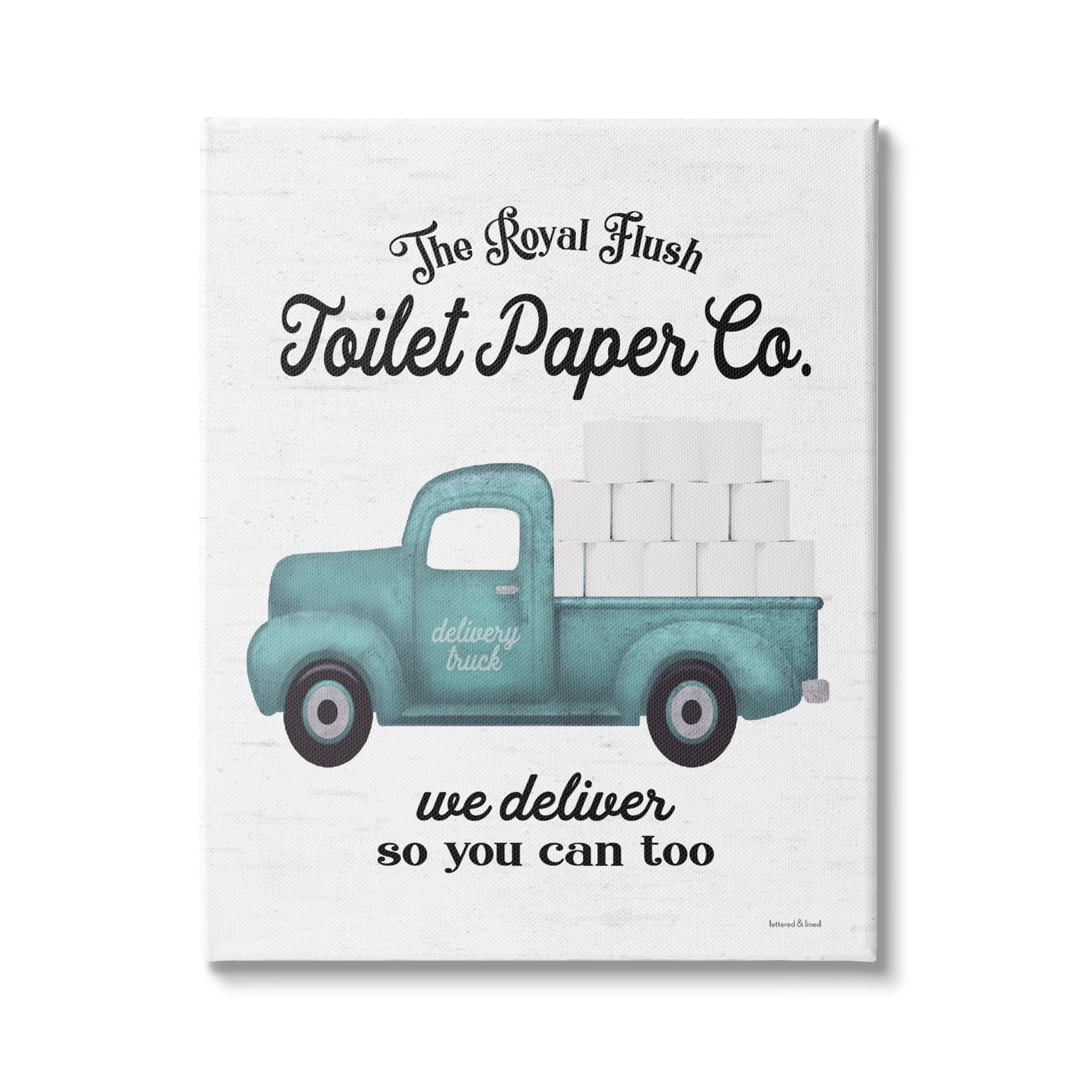 Stupell Industries Royal Flush Toilet Paper Co. Blue Farmhouse Truck, 30 x 40, Design by Lettered and Lined