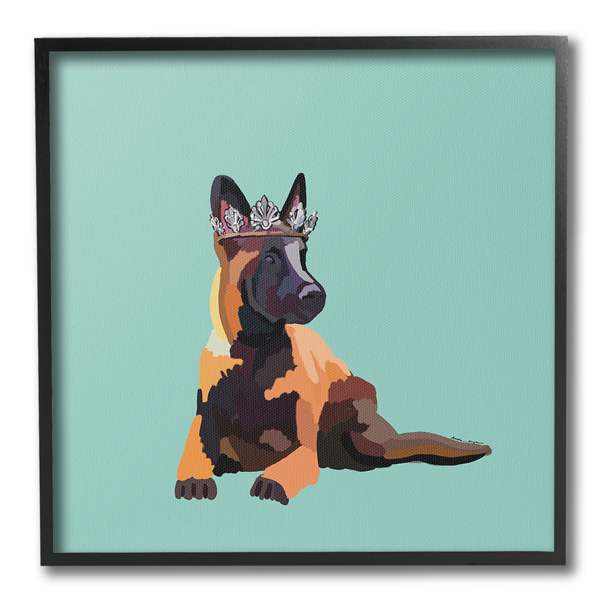 Stupell Industries Royal German Shepherd Animals & Insects Painting Black Framed Art Print Wall Art, 24 x 24