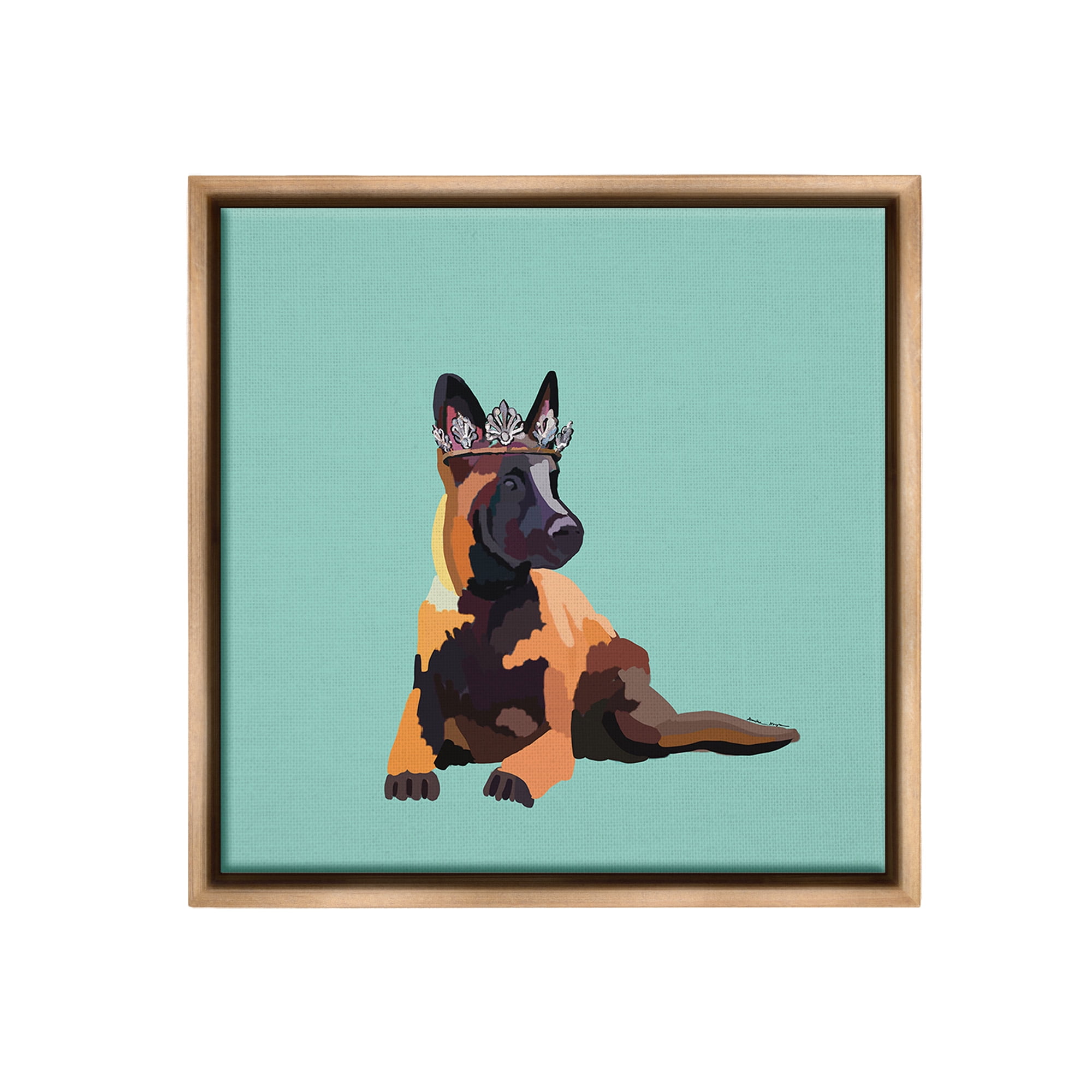 Stupell Industries Royal German Shepherd Animals & Insects Painting Brown Floater Framed Canvas Art Print Wall Art, 18 x 18